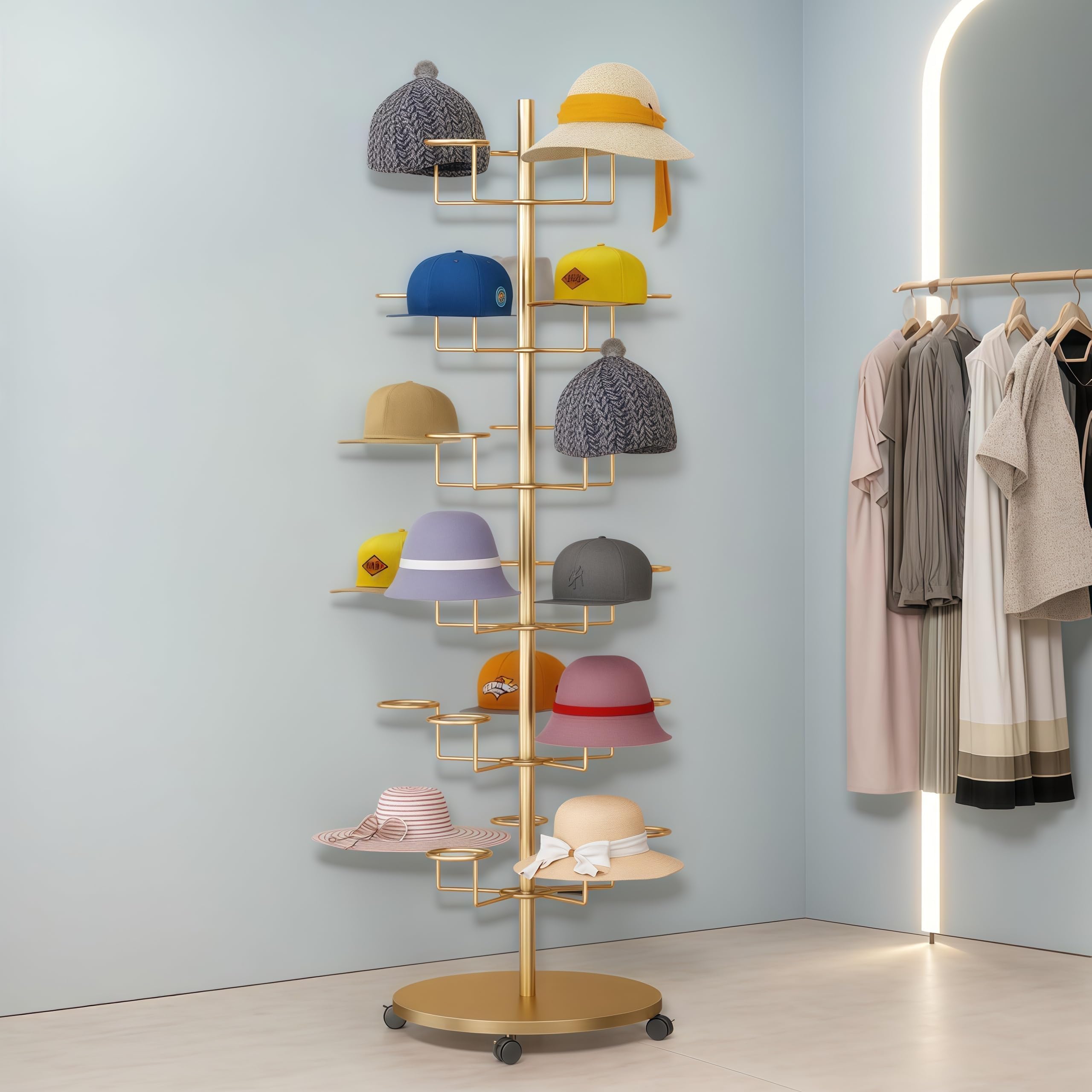 Présentoir à chapeaux perruques accessoires de rangement de chambre gain de place