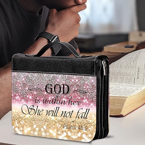 Miniatura 6 de Funda para Biblia para hombres y mujeres, con cremallera y asa, resistente al agua, bolsa de lona de poliéster resistente al agua, protege la Biblia
