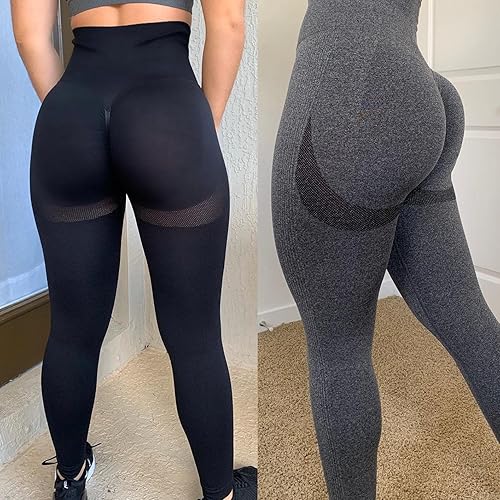 Miniatura 7 de SEASUM, Leggings de cintura alta con contorno de sonrisa, sin costuras, para entrenamiento, gimnasio, Yoga. Pantalones deportivos