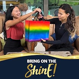 Nush Nush Large Rainbow Gift Bags- Set of 12 Colorful Holographic Reusable Gift Bags with Handles - Ideal Rainbow Goodie Bag for Birthday Party, Kids Party, Sleepover, Pride Events - 13x5x11