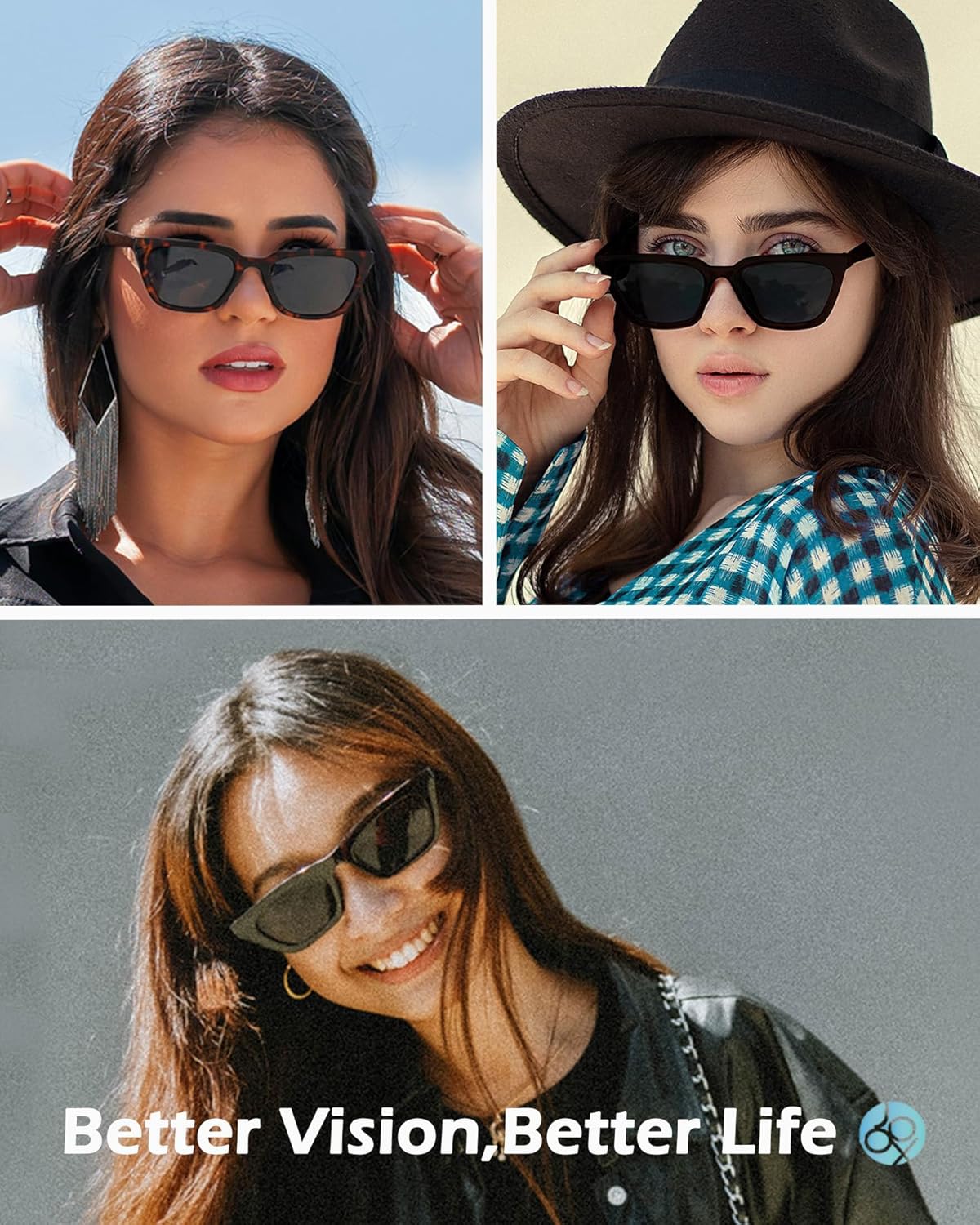 JOOX Polarized Trendy Square Cat Eye Sunglasses for Women, Small Frame with UV400 Protection Lenses - Image 2