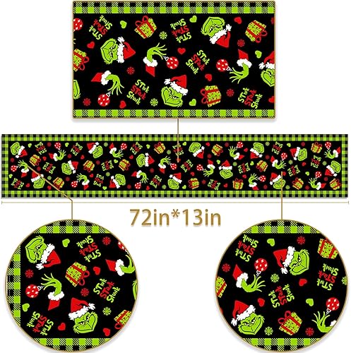 Miniatura 8 de Pudodo Camino de mesa de Navidad Feliz Navidad, búfalo a cuadros, decoración de fiesta de invierno, vacaciones, chimenea, cocina, comedor,