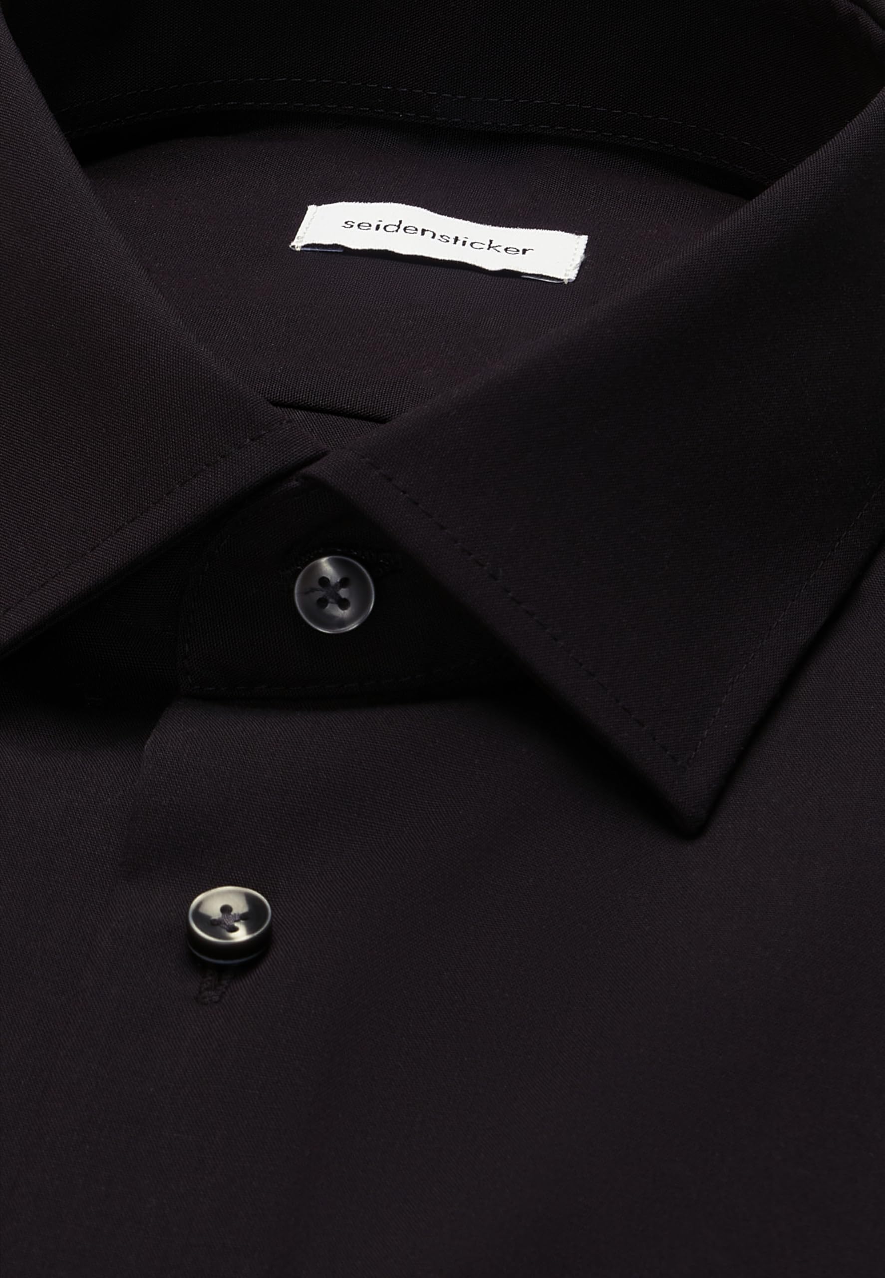 Seidensticker Herren Business Hemd Tailored Fit – Bügelfreies, schmales Hemd mit Kent-Kragen – Langarm – 100% Baumwolle, Medium (Herstellergröße: 39), Schwarz (Schwarz 84)