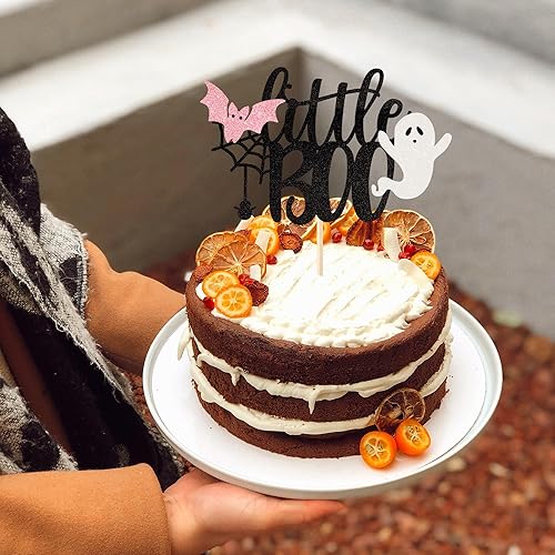 Vista 47 de Rsstarxi 1 paquete de decoración espeluznante para tartas, fantasma, murciélago, araña, decoración de Halloween y primer cumpleaños Diseño 4