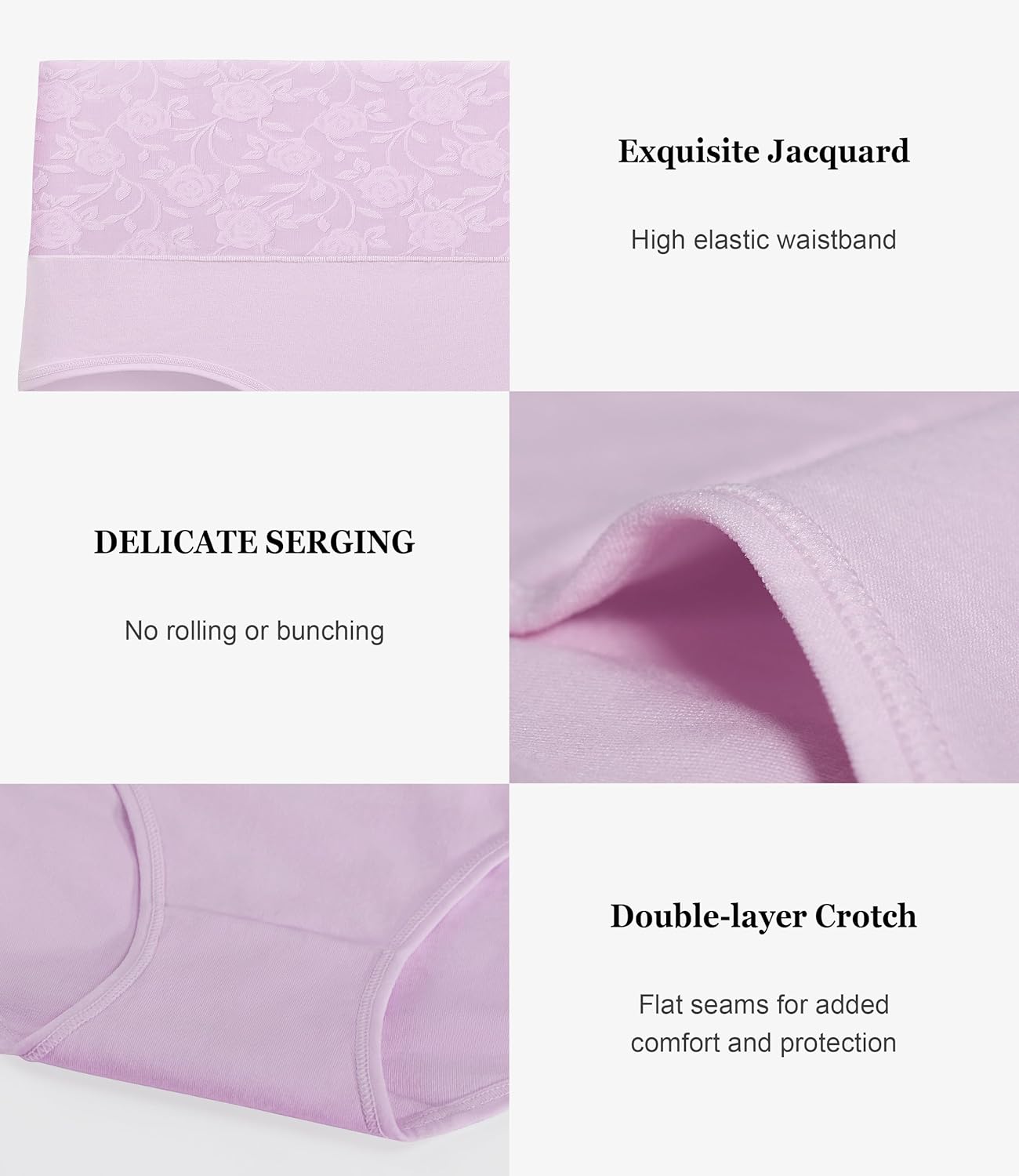 coskefy High Waist Cotton Underwear for Women Full Coverage Panties Floral Print Briefs for Ladies 5 Pack - Image 3