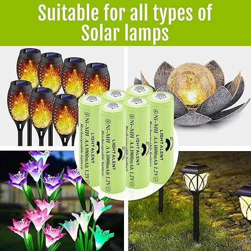 Miniatura 2 de Ni-MH Baterías recargables AA, doble A de alta capacidad, 1.2 V, precargadas para paisajismo de jardín, luces solares al aire libre, luces de