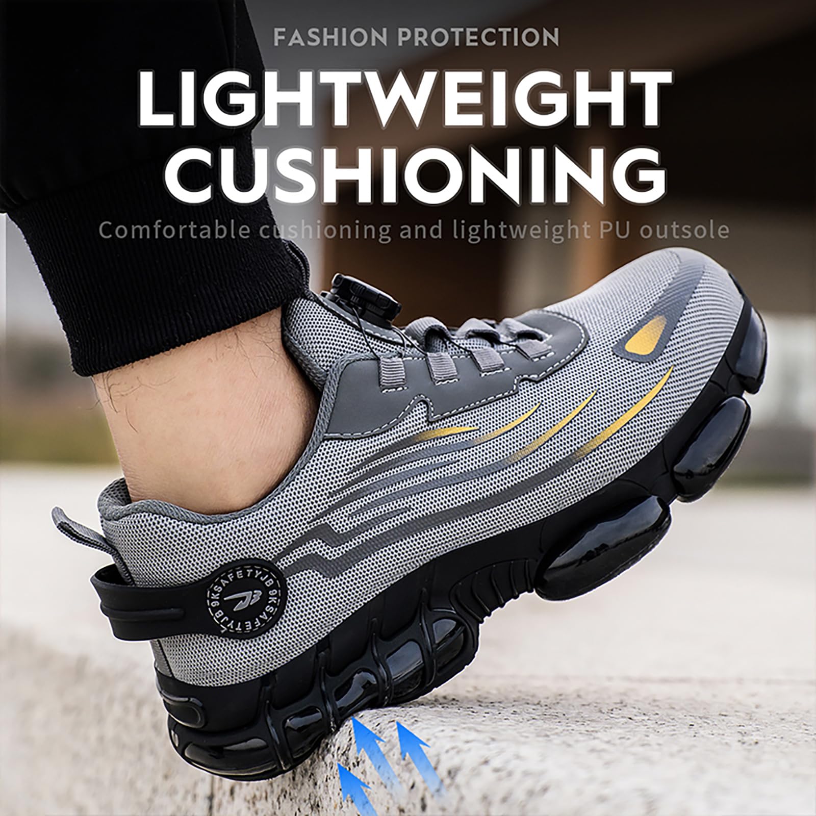 Zapatos de Seguridad para Hombre Mujer Zapatillas Trabajo con Punta de Acero Ligeros Comodo Calzado de Seguridad Antideslizante