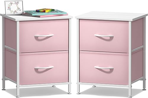 Miniatura 21 de Sorbus - Mesita de noche con 2 cajones - Mueble de noche para niños, mesa auxiliar, estructura de acero, parte superior de madera y contenedores de