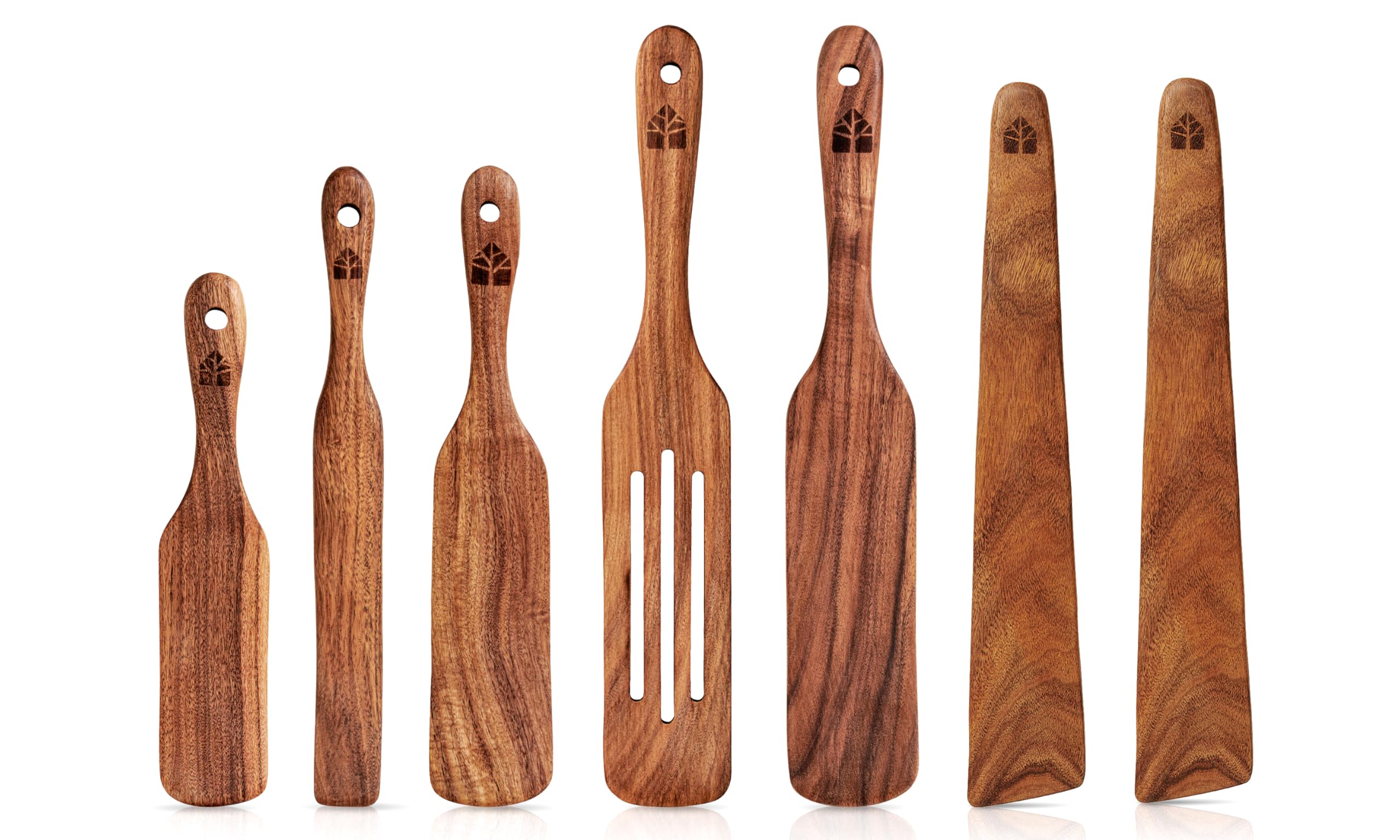 Wooden Spurtle & Spatula Set Non-Stick Cookware for Serving, Stirring, Flipping, Mixing, Scraping, Scooping