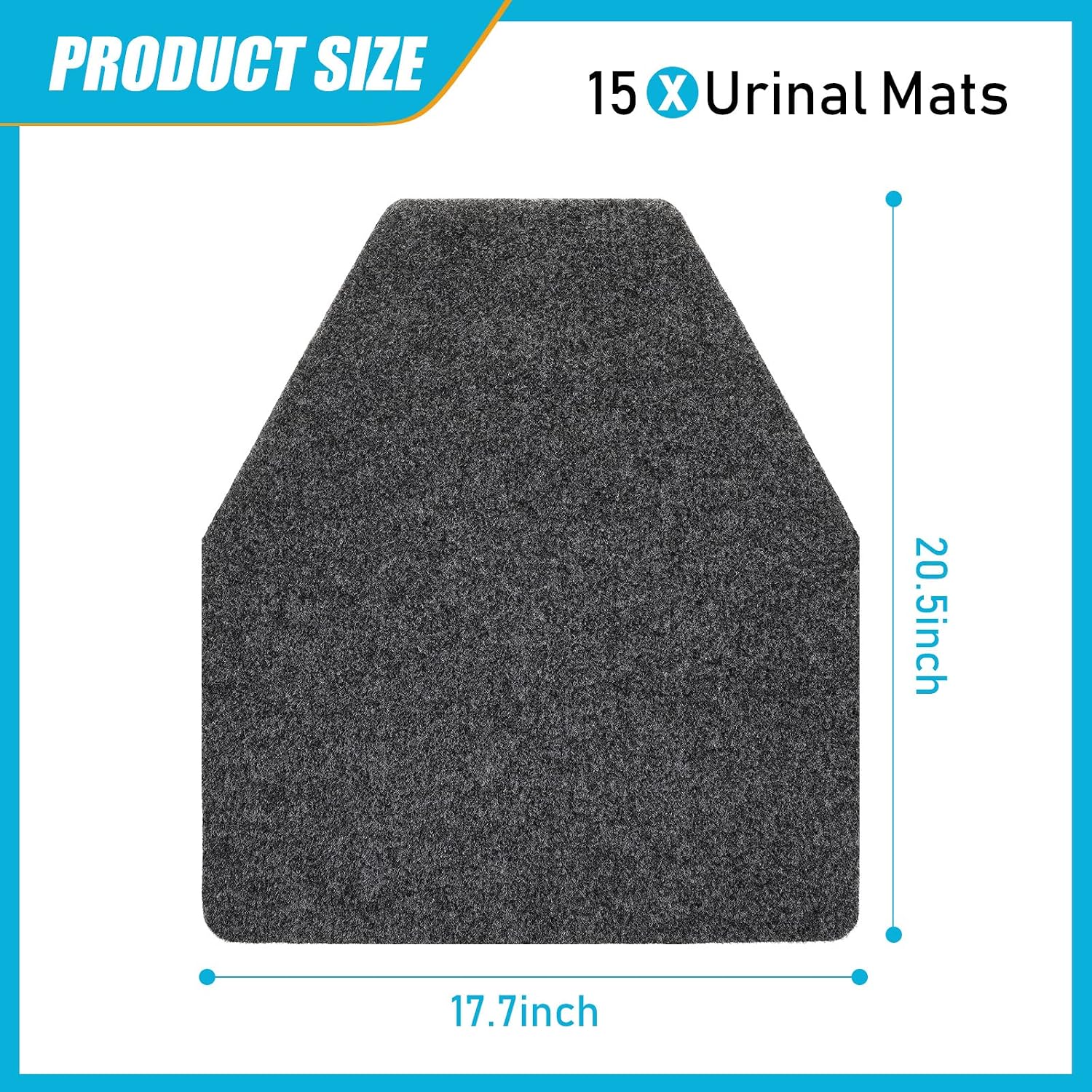 nuanchu 15 pack urinal mats for men, non-slip urinal floor mats for commercial use, highly absorbent, bathroom floor pads for men's restroom (grey) 15 grey