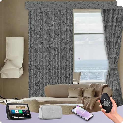 Miniatura 20 de Graywind Cortinas inteligentes cableadas compatibles con Alexa Google, control remoto motorizado para puerta corrediza de un solo sentido