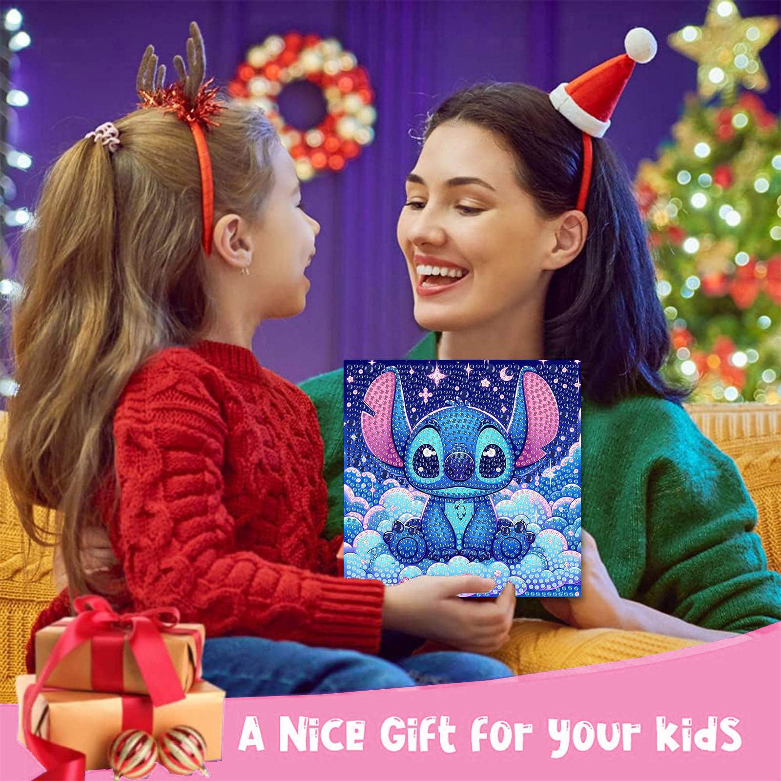 KOJEFCV Diamant-Malerei-Set Für Kinder – Mit Rahmen, Einfaches 5D DIY-Bastelset, Geschenkidee