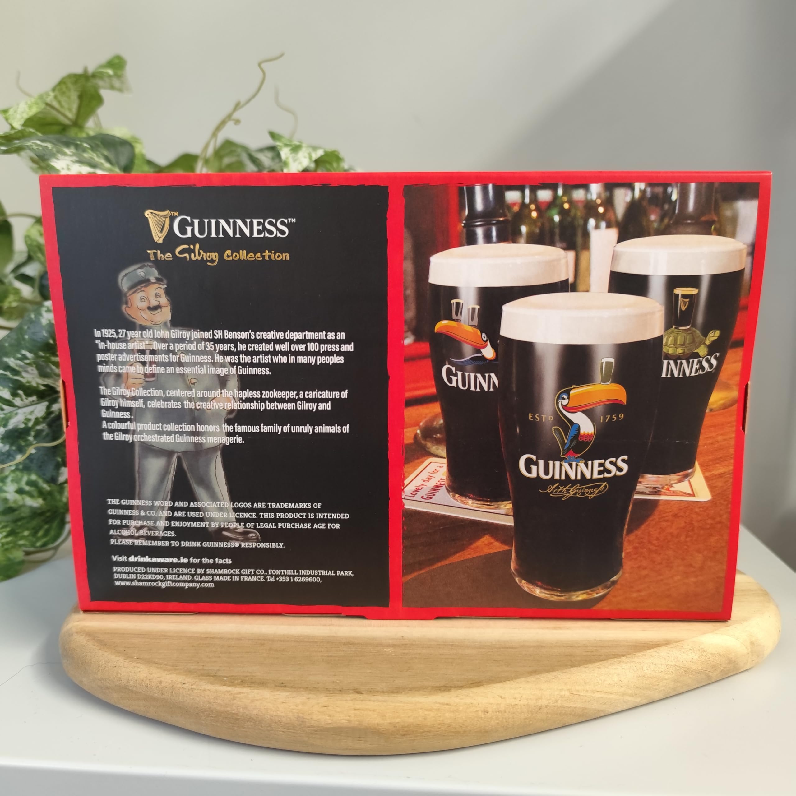 Guinness Lot de 2 verres à bière Motif toucan volant