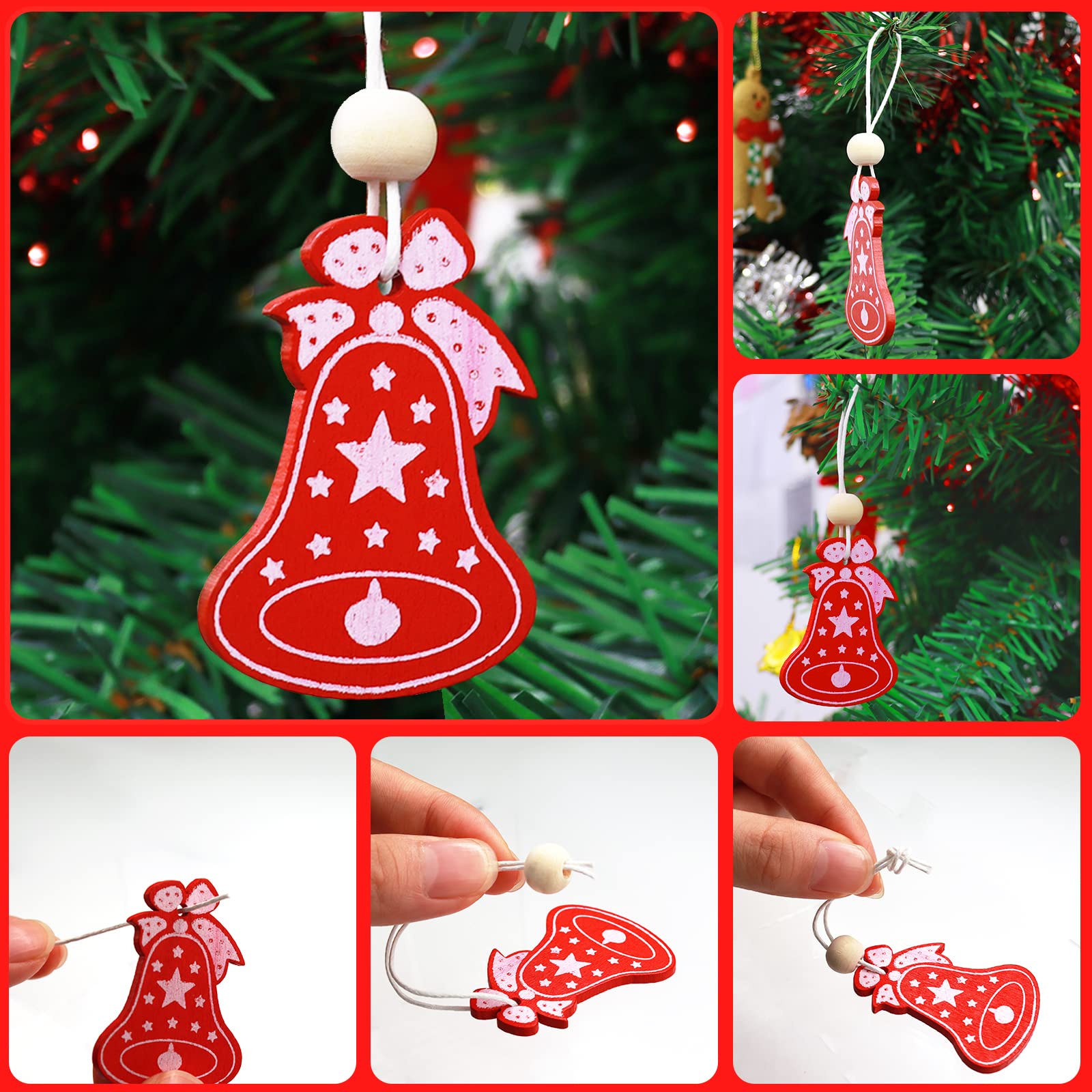 Etoile Suspendre 50 Pièces Noël Ornements En Bois, , Decoration Noel Sapin Bois, Noël Ornements En Bois, Pendentifs Bois Noël, Pour L'artisanat De Suspension Noel Bois