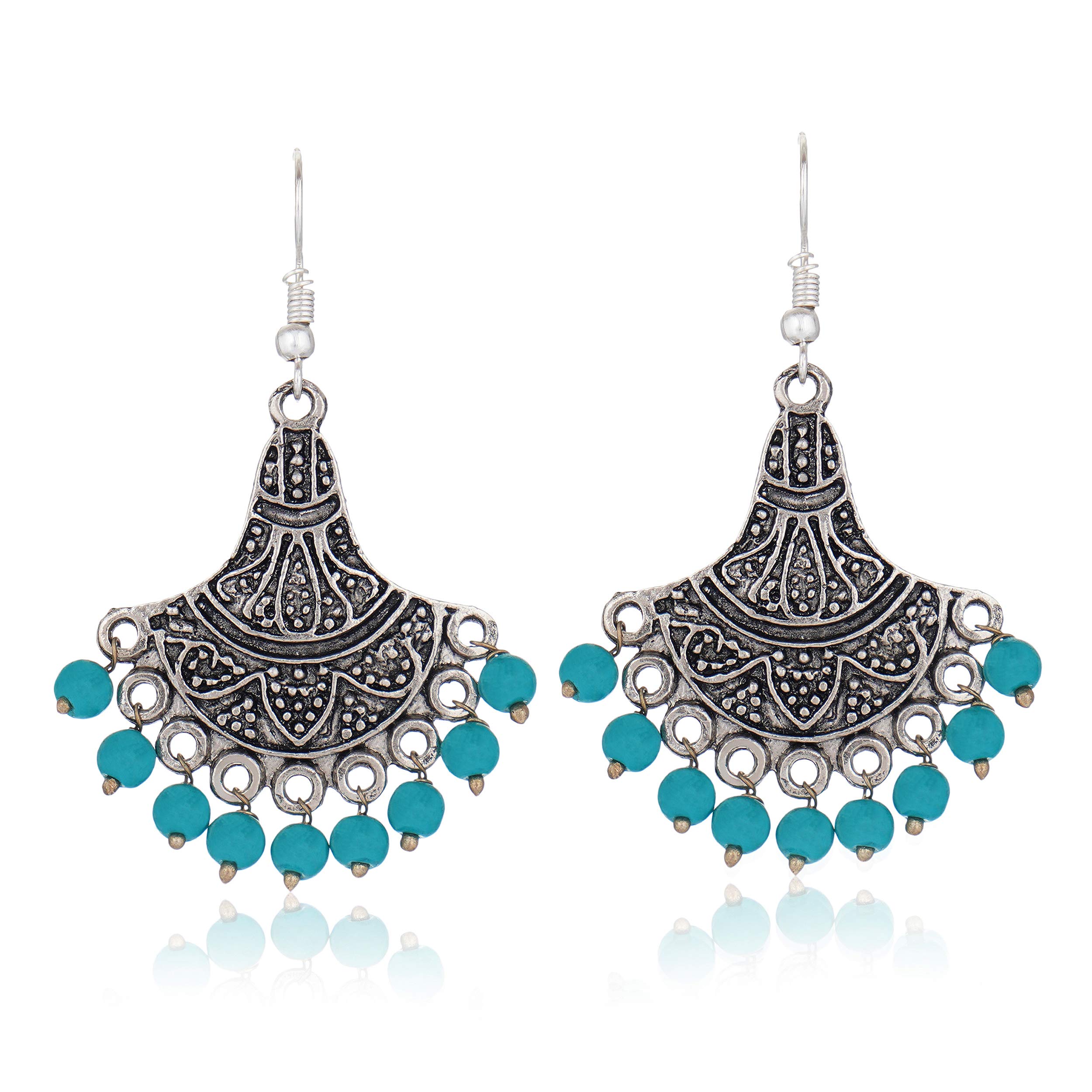 Zukhruf Tribal Collection Oxidized Silver & Crystal Hook Earrings for Women & Girls, Green (B07PF4NXD8) Amazon Price History, Amazon Price Tracker