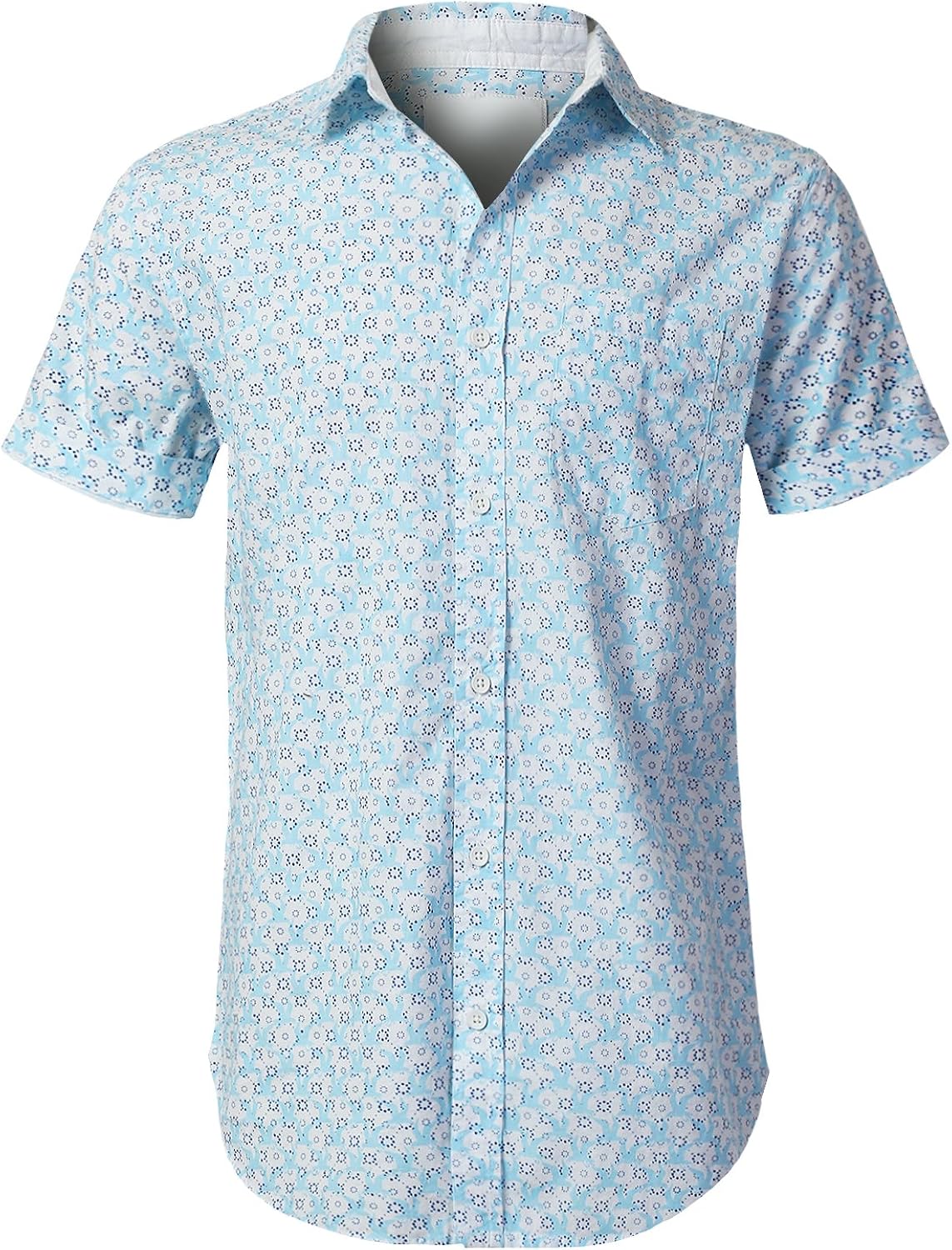 Urbancrews Mens Hipster Hip Hop Patterned Graphic Button Down Shirt Blue S At Amazon Men S Clothing Store