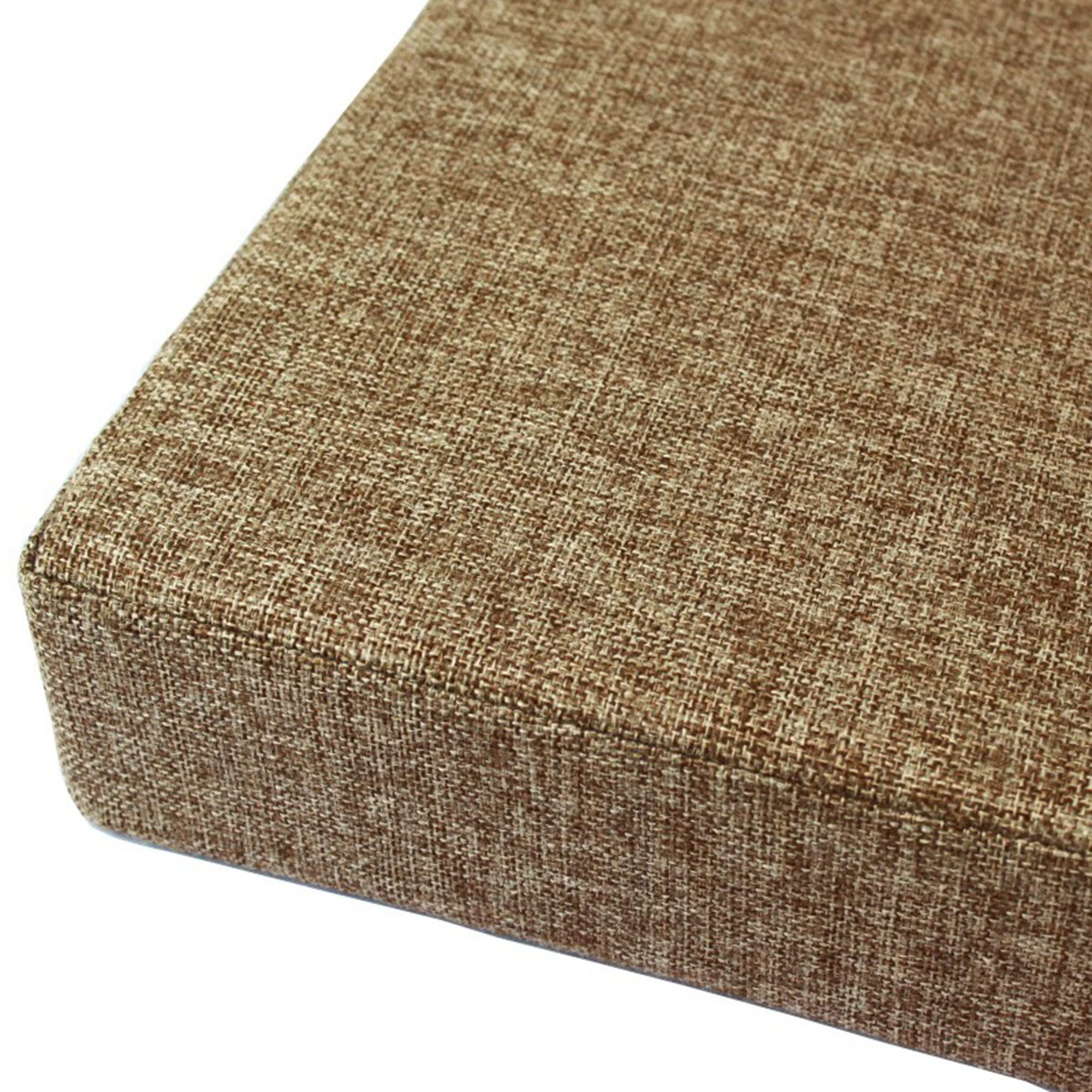 Cojín de banco de 120x30x5 cm en color marrón claro de espuma elástica para sofá de 2/3 plazas