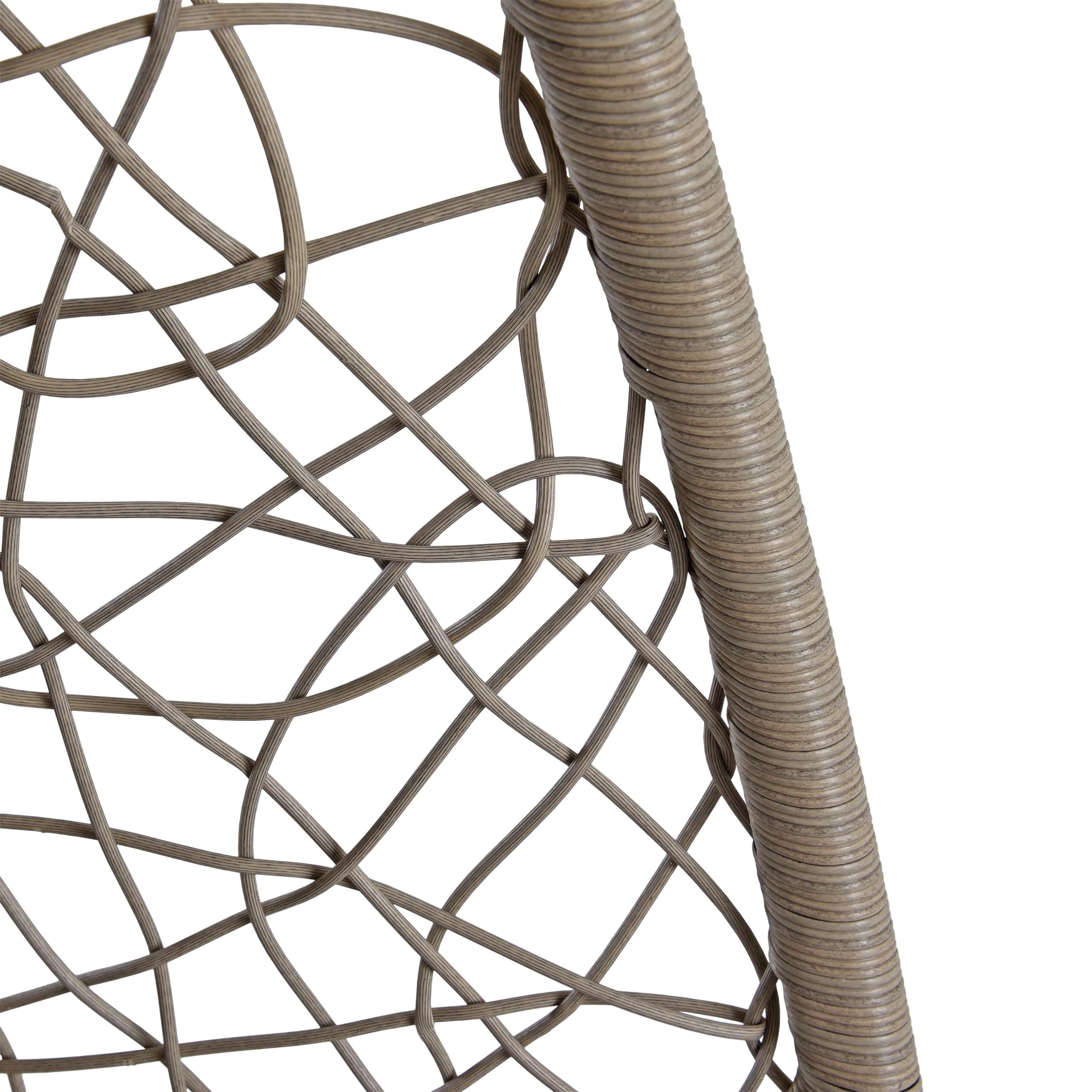 ESTEO Hängesessel mit Gestell Polyrattan Hängekorb Rattan Hängestuhl Hängesitz Beige/Grau