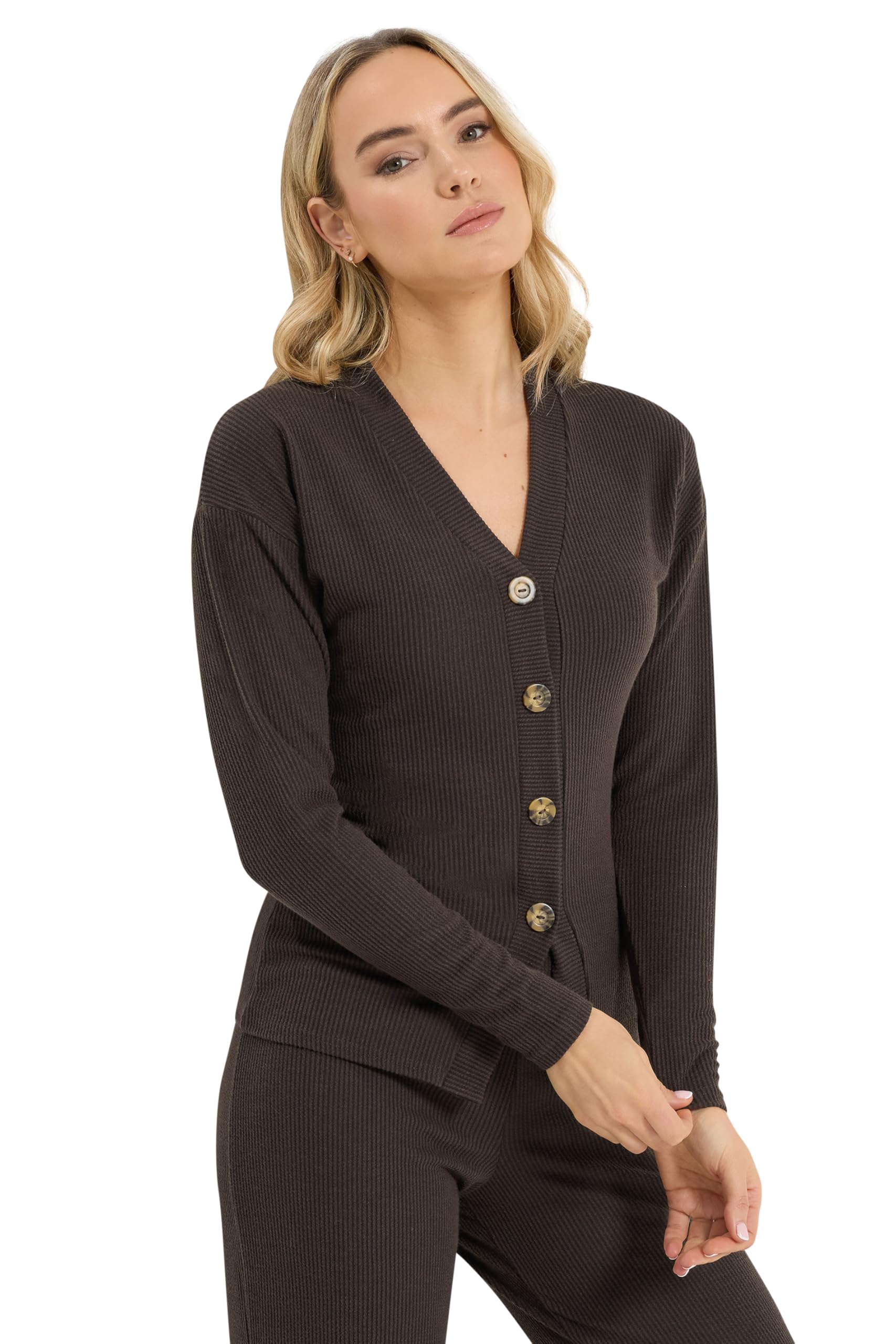 Long Tall Sally Women's Chocolate - Lts Tall Brown Ribbed Cardigan