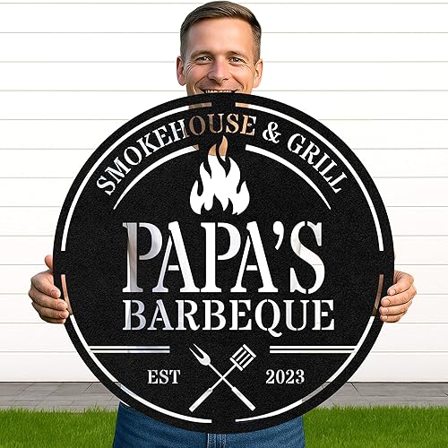 Miniatura 117 de Letrero de metal personalizado para barbacoa, letrero con nombre de bar personalizado para patio trasero, decoración de parrilla al aire libre,