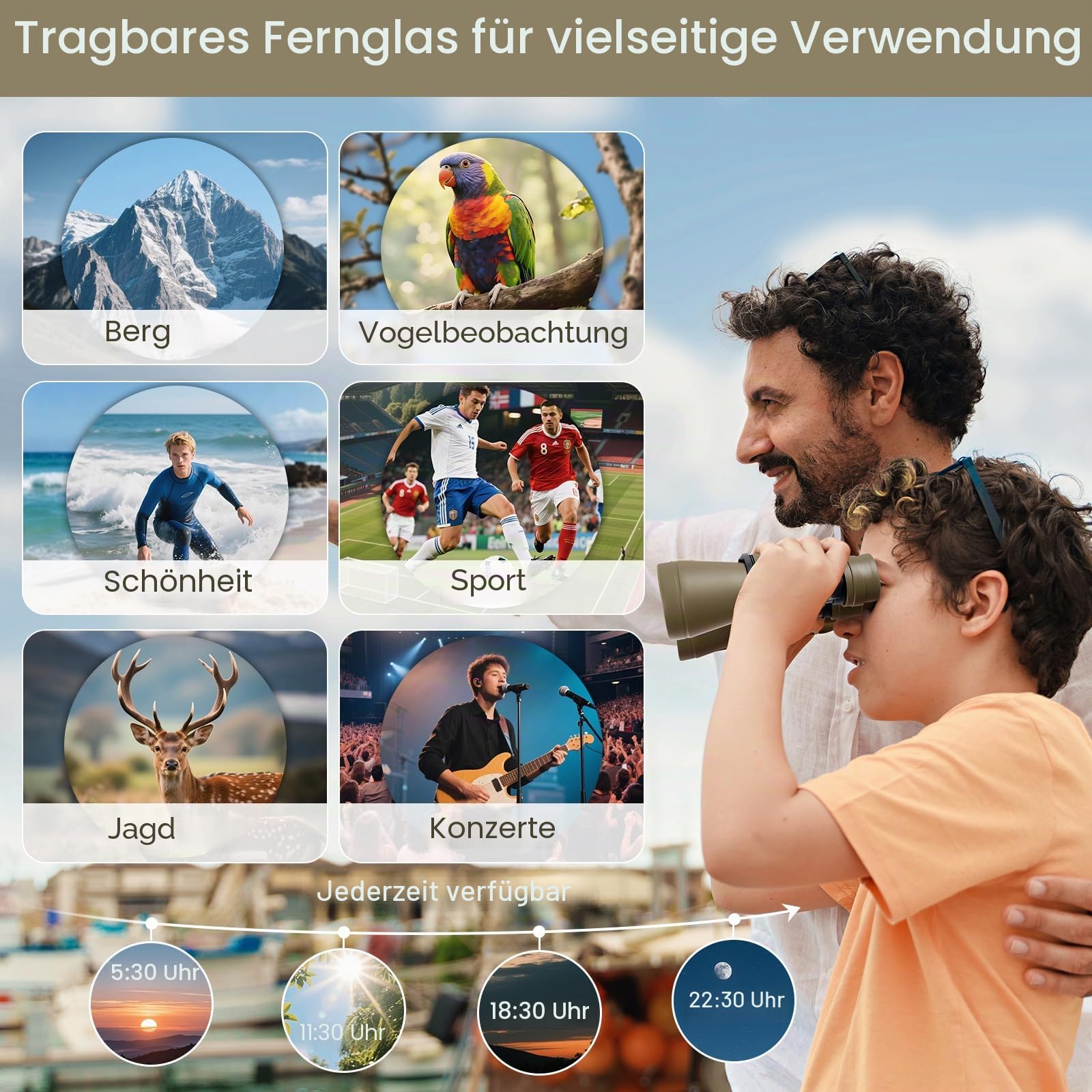 Militär-Fernglas für Erwachsene, 20 x 50, mit Smartphone-Adapter, kompakt, wasserdicht, taktisches Fernglas für Vogelbeobachtung, Jagd, Wandern, Konzert, Reisen, Theater mit BAK4-Prisma, FMC-Objektiv,