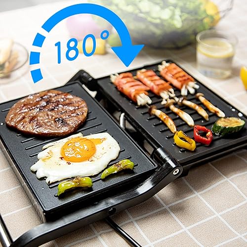 Miniatura 5 de Aigostar Panini Press Grill Sandwichera y hervidor eléctrico pequeño 1L 1100W