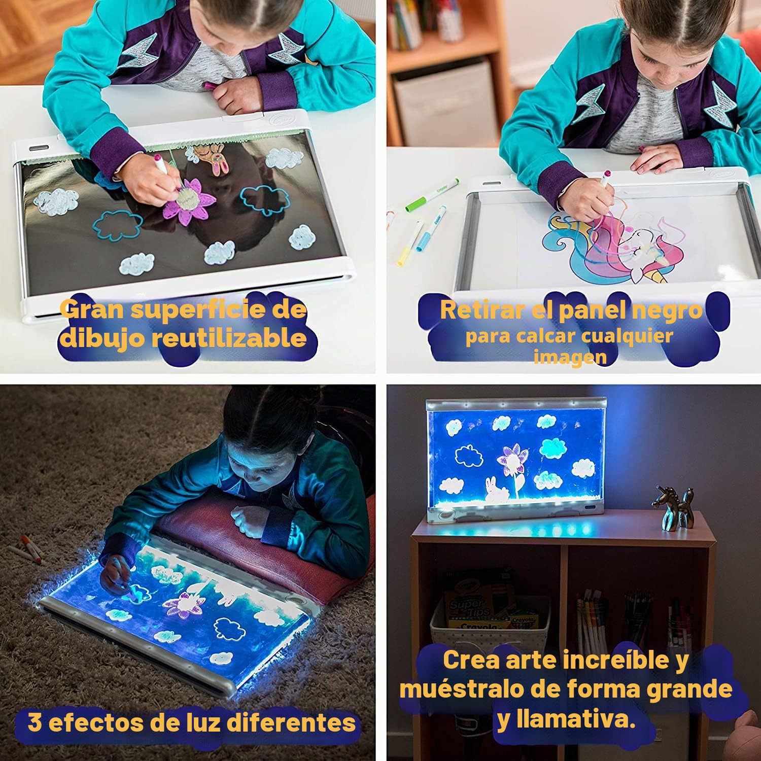 CRAYOLA - Pizarra Luminosa LED Deluxe de Superficie Amplia, Pizarra Borrable para Colorear, Juguete Creativo para Niños de 6 a 10 Años, 25-7246