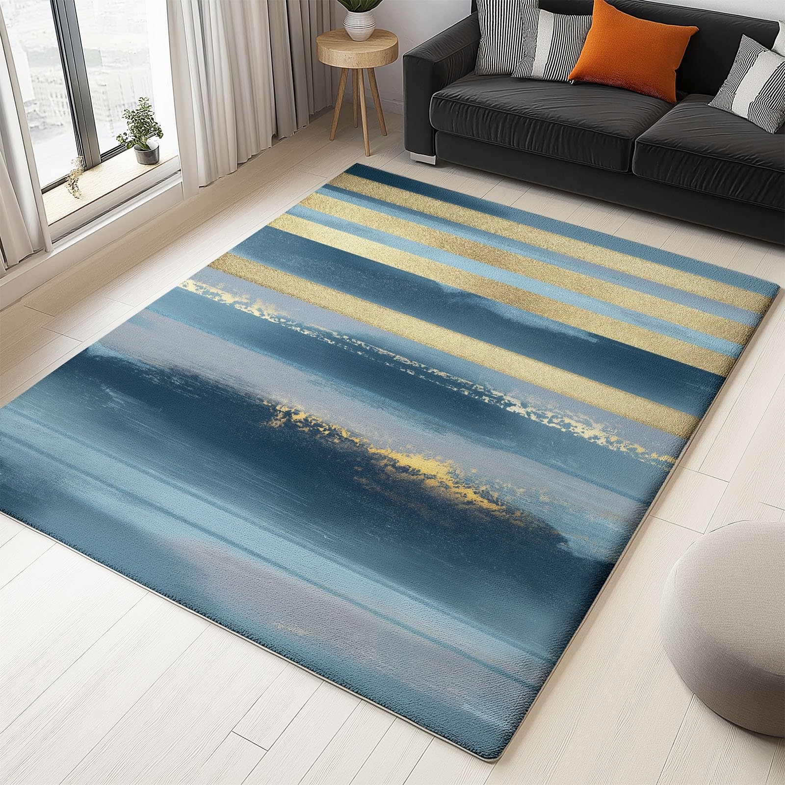 Tapis en flanelle moderne gris bleu 140x200cm pour le salon