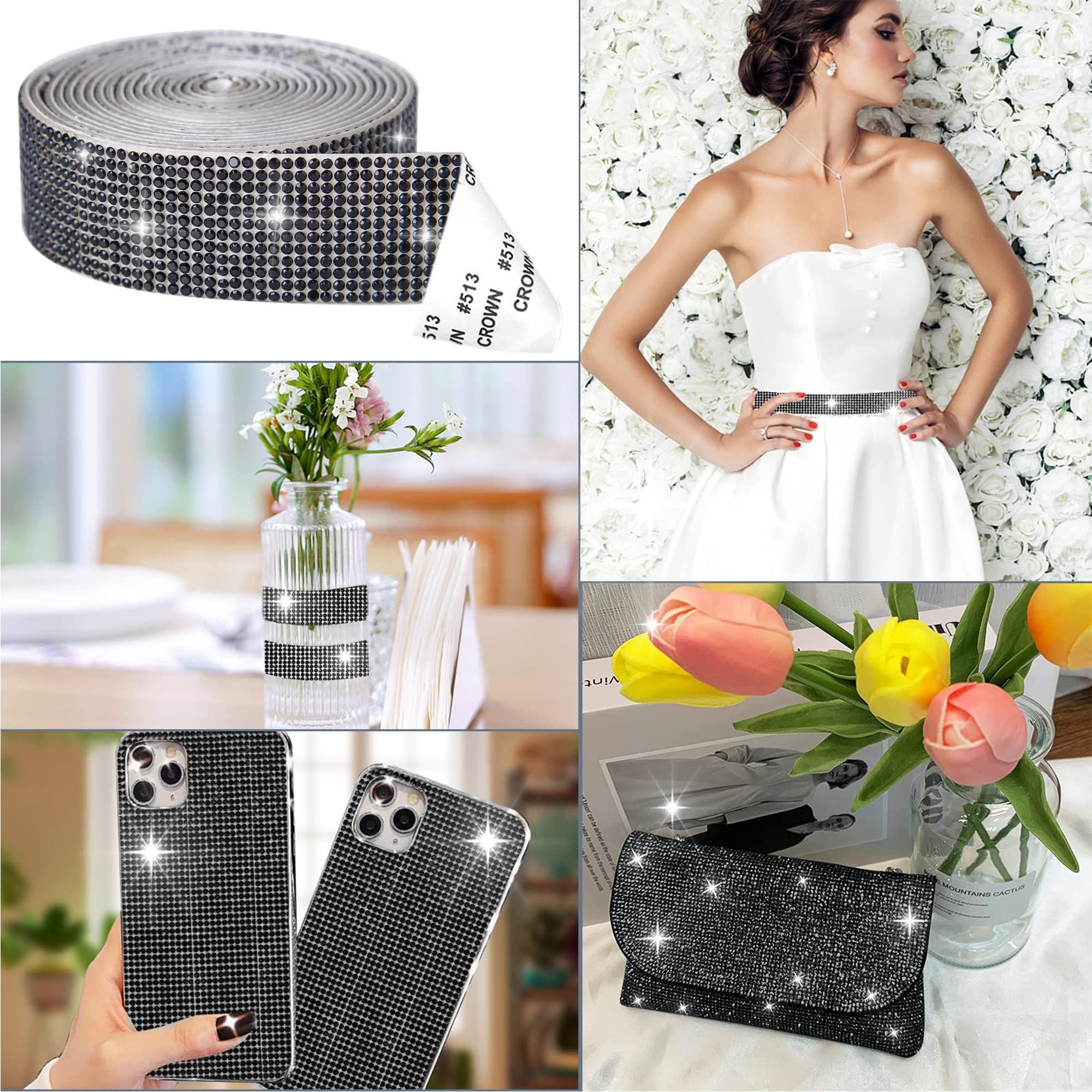 Strasband zelfklevend 12 rollen 1 yard 4 rijen kristal diamant band strass-steentjes zelfklevend glitterlint Strasband zelfklevend 12 rollen 1 yard 4 rijen kristal diamant band strass-steentjes zelfklevend glitterlint