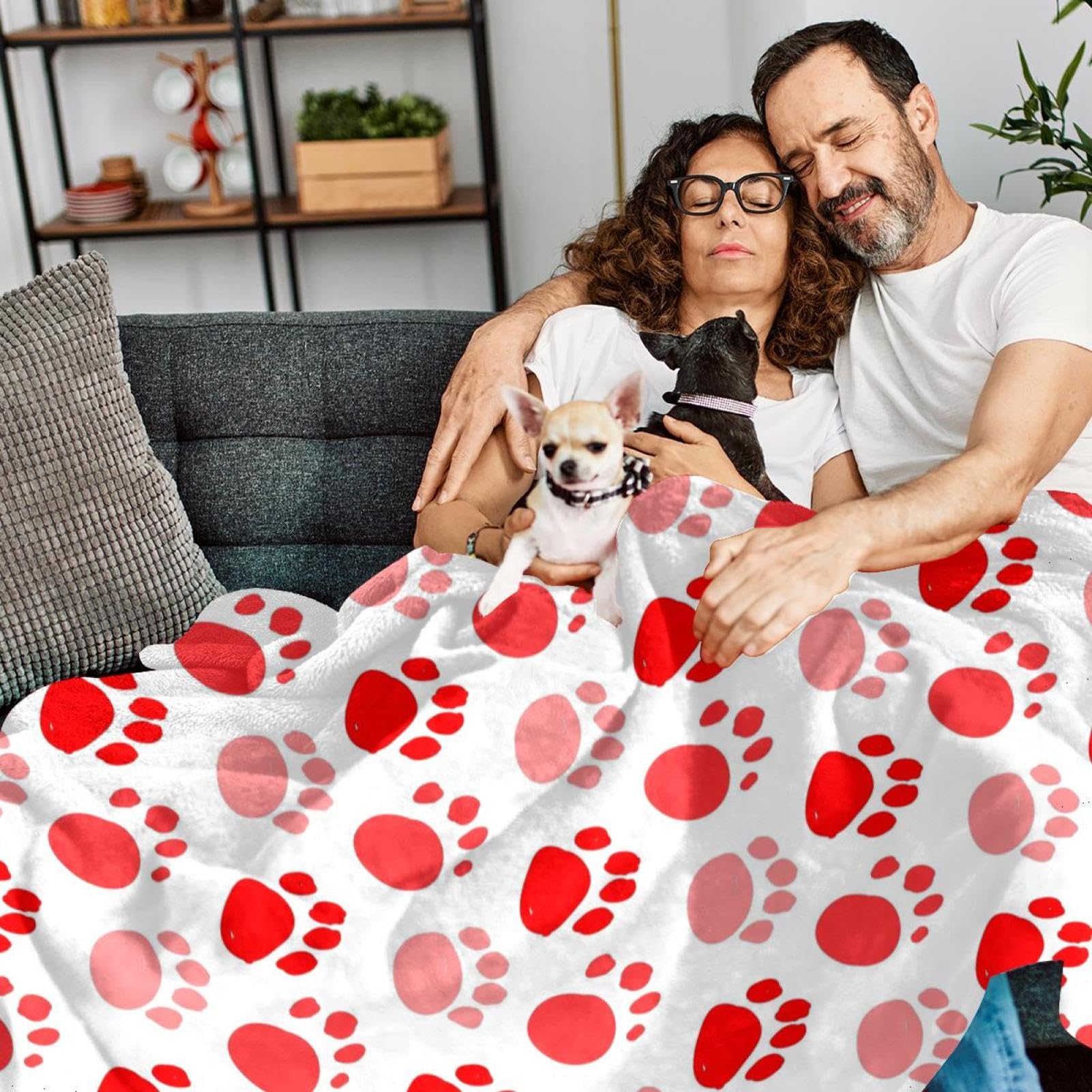 Couverture Polaire Pattes De Chien Couverture Plaid Chaude Douce pour Lits Canapés Chaises Divans 150×200cm