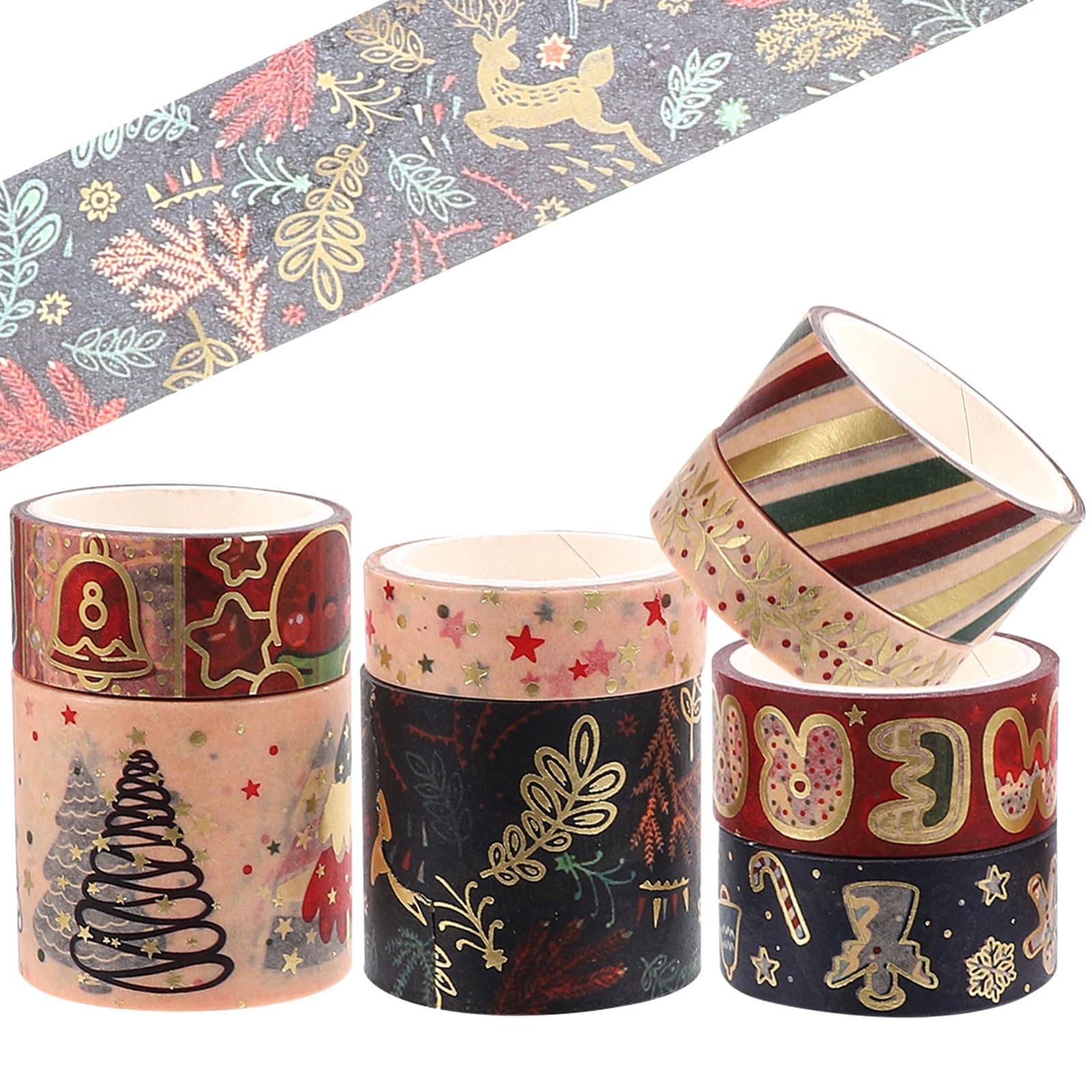 NUOBESTY 4 Set Washi Tape Washi-tape Adorn Proiettire Guarnitura Distributore Di Nastro Avvolgere Il Nastro Adesivo A Tema Natalizio Nastro Fai Da Te Per Album Carta Giapponese 8 * 4