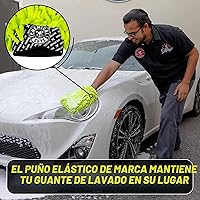Vista 9 de Chemical Guys Manopla de microfibra de chenilla de alta calidad sin arañazos para lavado de autos, color verde lima, guante de lavado de autos