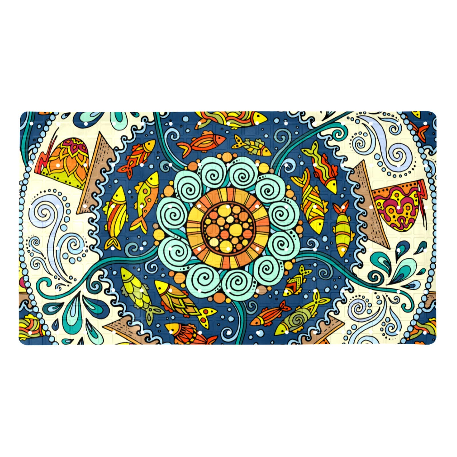 Alfombrilla de baño antideslizante con ventosas de diseño bohemio para ducha