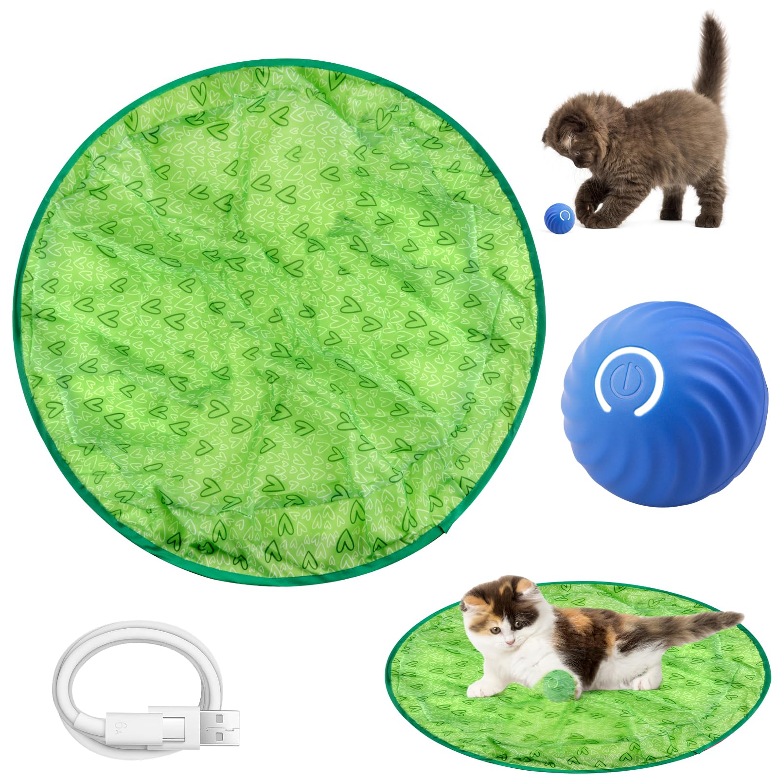 Pipihome 2024 Nuevo 2 en 1 Simulado Interactivo Juguete de Gato de Caza, Juguete para Gatos Gertar, Juguete de Caza para Gatos, Juguete de Caza para Ejercicio de Gatos | Juguetes Interactivos (Verde)
