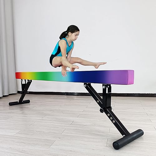 Miniatura 105 de Viga balana ajustable para niños, haz de gimnasia de 8 pies, haz de piso alto y bajo para todos los niveles de gimnasia, equipo de gimnasia Aurora
