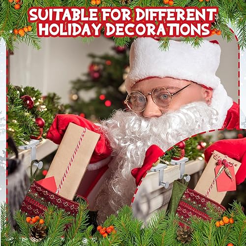 Miniatura 6 de Landhoow Soporte para calcetines de Navidad, resistente para repisas, colgador de guirnalda de hierro forjado duradero con almohadilla protectora,