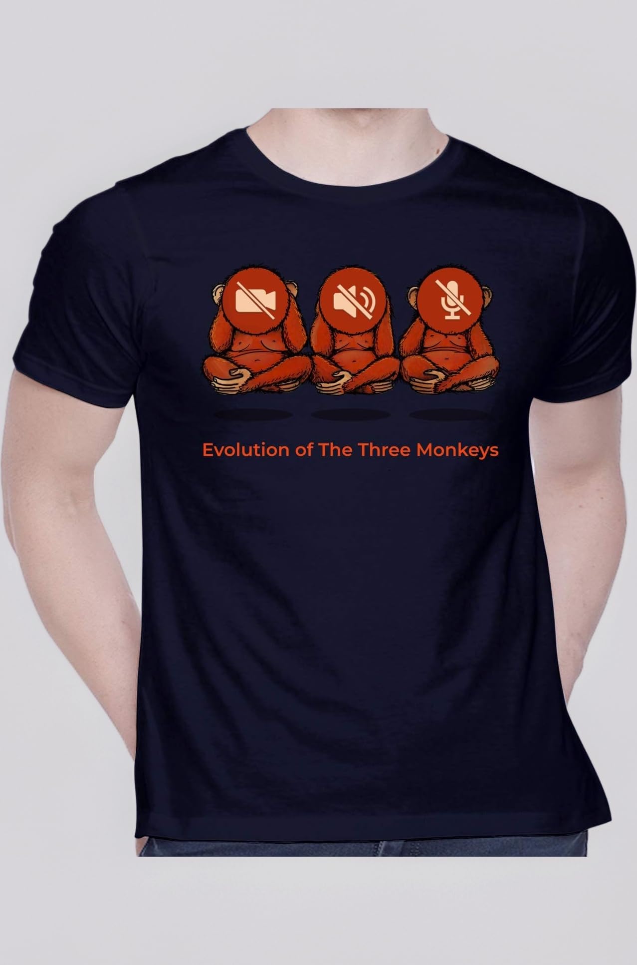 Graphic Printed T-Shirt for Unisex Monkey Evolution Tshirt | Casual Half Sleeve Round Neck T-Shirt | 100% Cotton | D00884-73