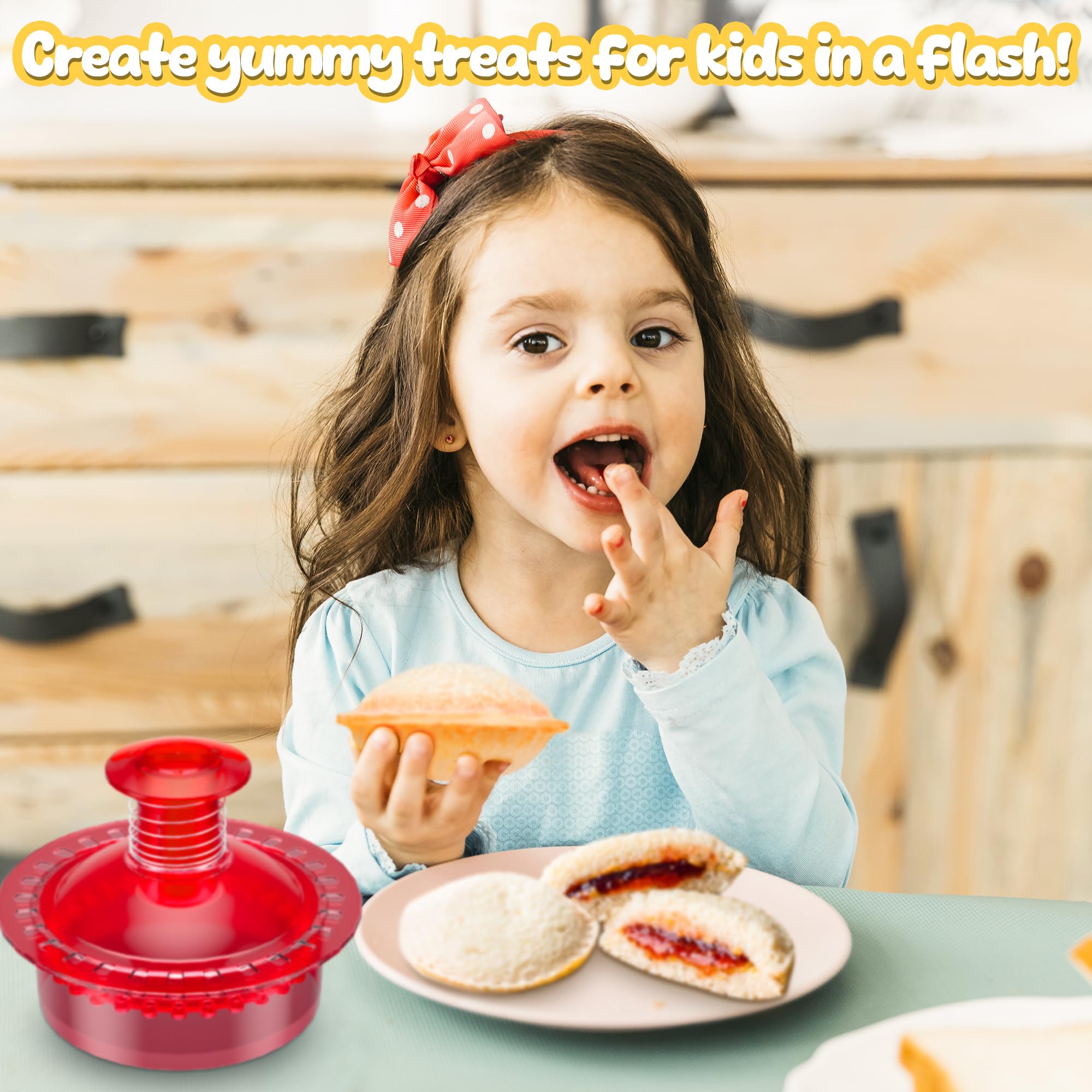 HiYZ Sandwich Cutter and Sealer - UncrustBell Sandwich Cutter - Crustless Sandwich Maker - Peanut Butter and Jelly Sandwich Maker - Decruster Cookie Cutter for Kids Children Boys Girls