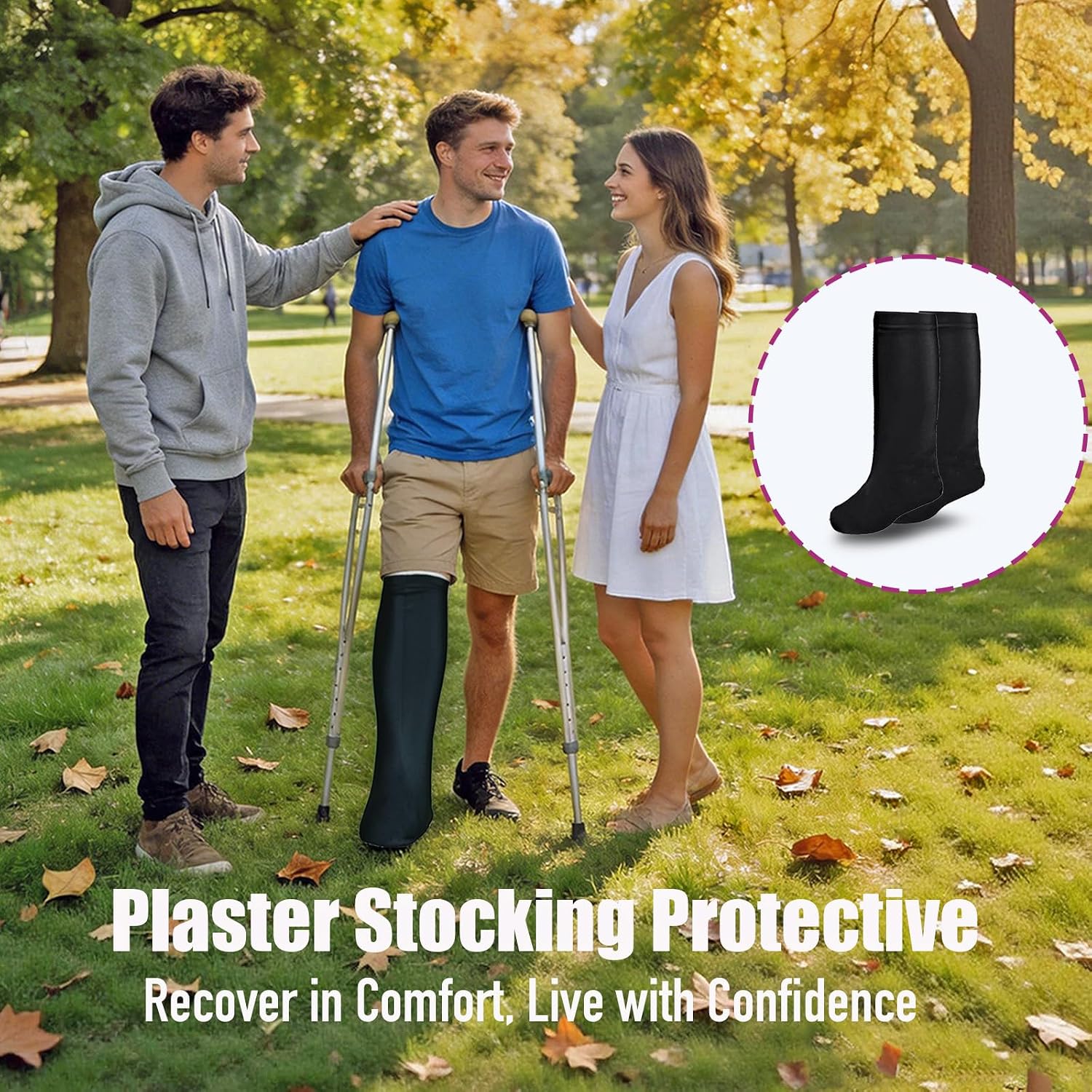 4PCS Leg Cast Cover for Foot Elastic Fit Cast Sock Cover for Foot Broken Adult Below the Knee Soft Cast Protector Men Women Plaster Leg Sleeve Covers for Foot Surgery Recovery Home Reusable