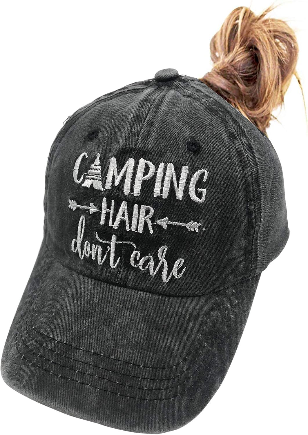 Camping Hair Don’t Care Ponytail Hat Vintage...