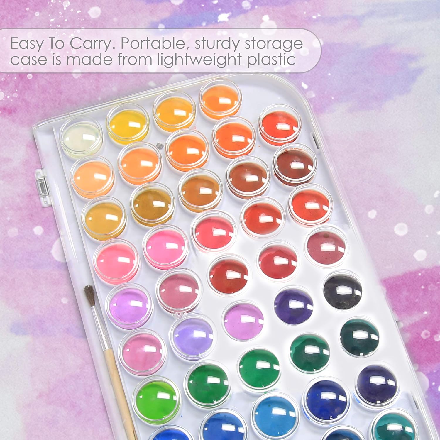 BAZIC Products Watercolor w/Brush & Mixing Palette, 48 Color Non-Toxic Paint Set, for Hobby Fun Art Supplies Vibrant Painting, Gift for Kids Artists, 12-Pack
