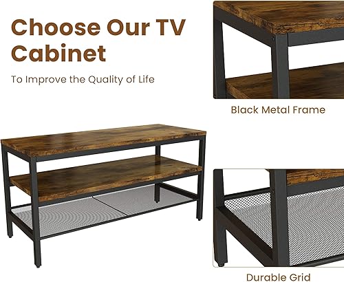 Miniatura 5 de Recaceik Mesa de sofá antigua mueble de TV de madera con 3 capas de estantes abiertos para sala de estar 3 capas