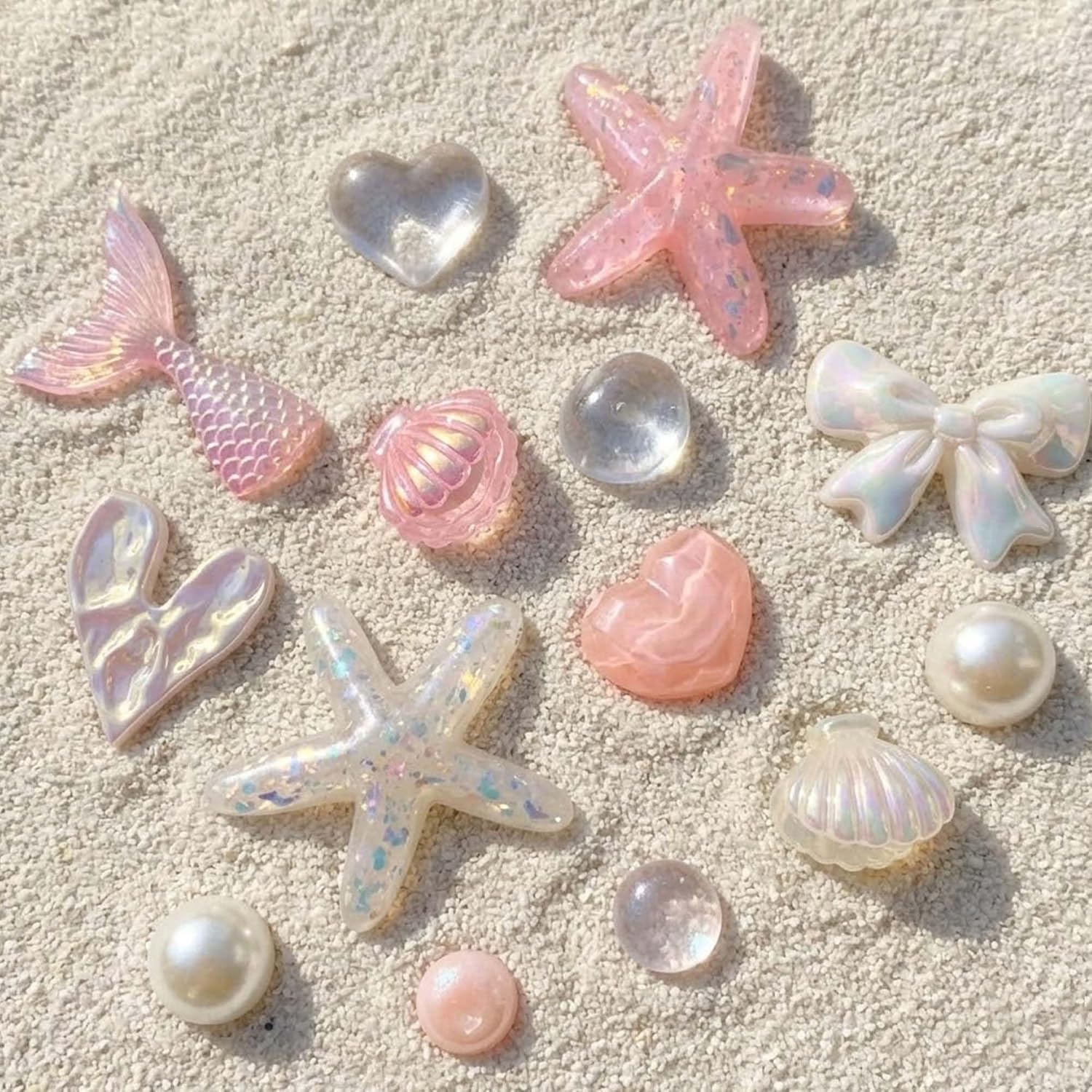 14 Pcs Beach Bling Shoe Charms for Sandal, Cute Seashell Charm Shoe Jewels DIY Shoe Accessories, Ocean Party Favors