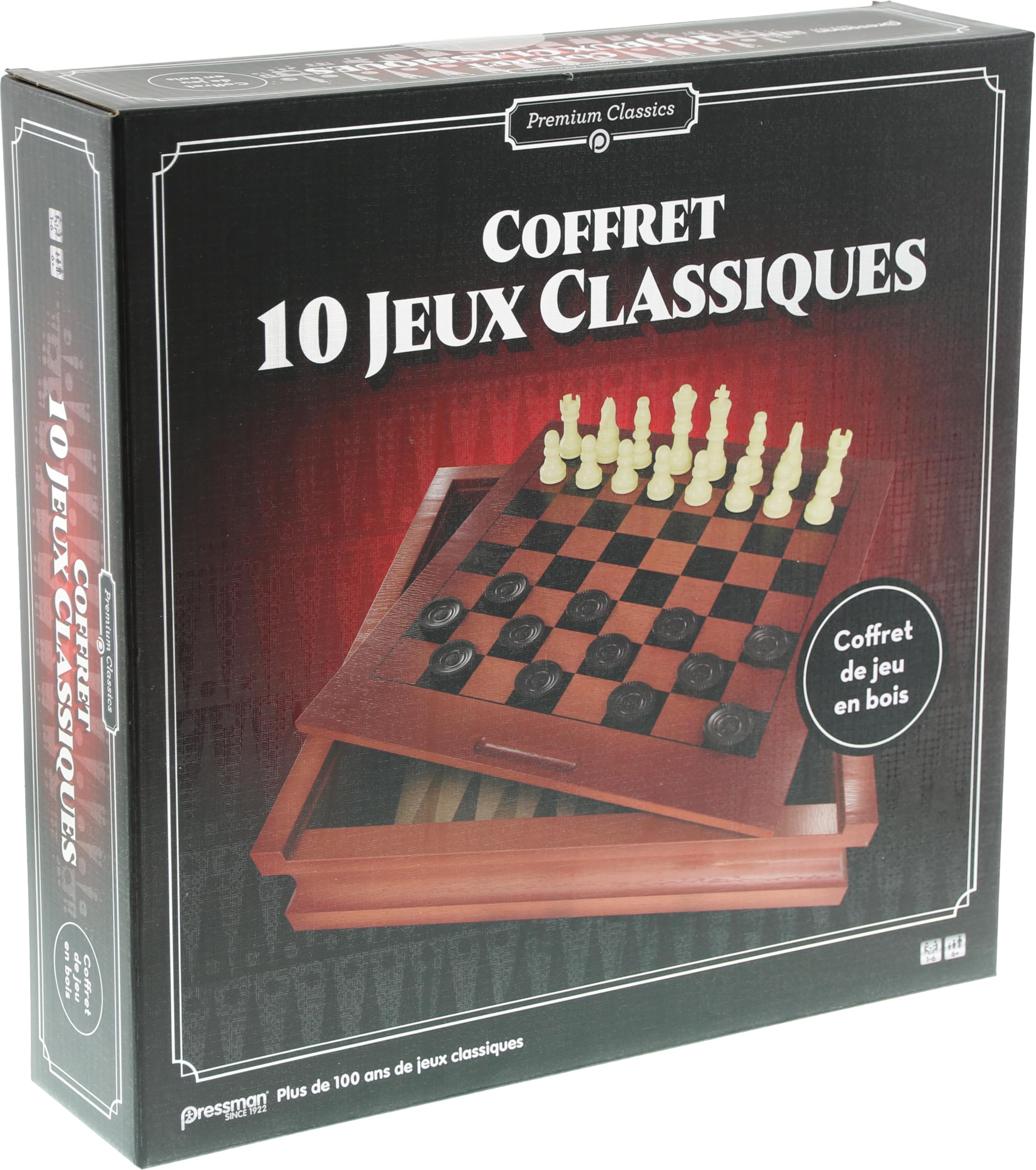 Ajedrez, damas y backgammon Goliath en maletín reversible de madera para dos jugadores 2