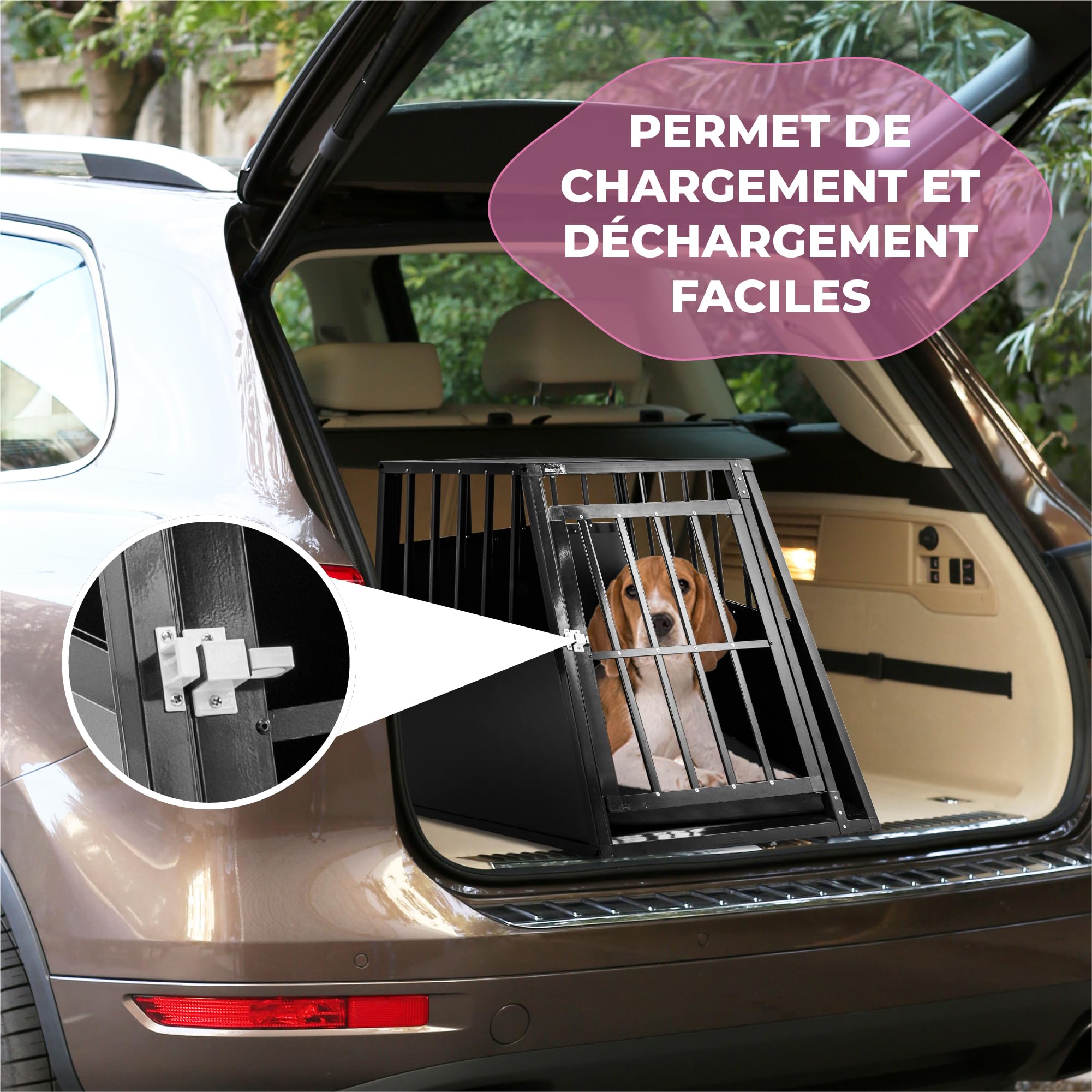 MaxxPet Cage pour chien de voiture - Taille XXL - En aluminium - 65 x 91 x 69 cm