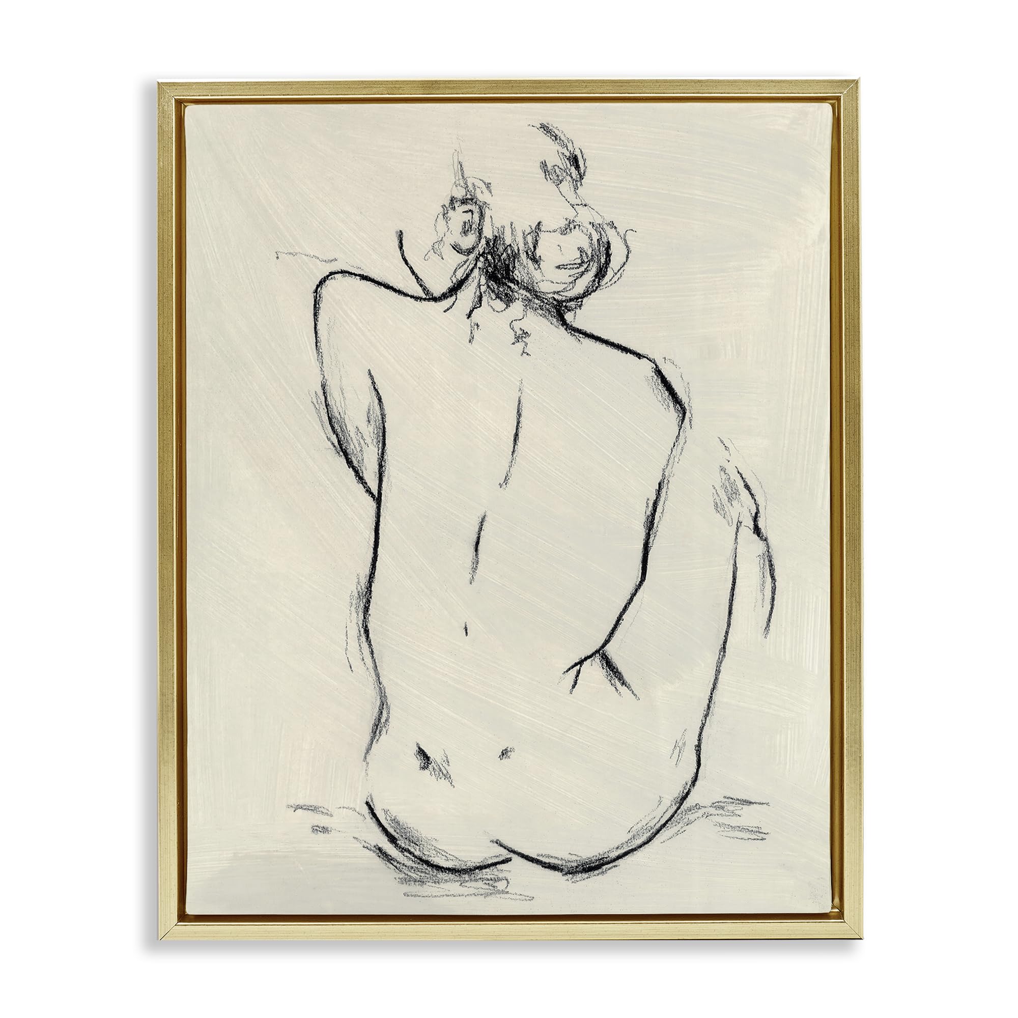 Stupell Industries 'Nude Sitting Study', Floating Frame Canvas Art, Gold, 17 x 21 Inches, Easy to Hang and Sturdy, Made in USA, by Chloe Elliot