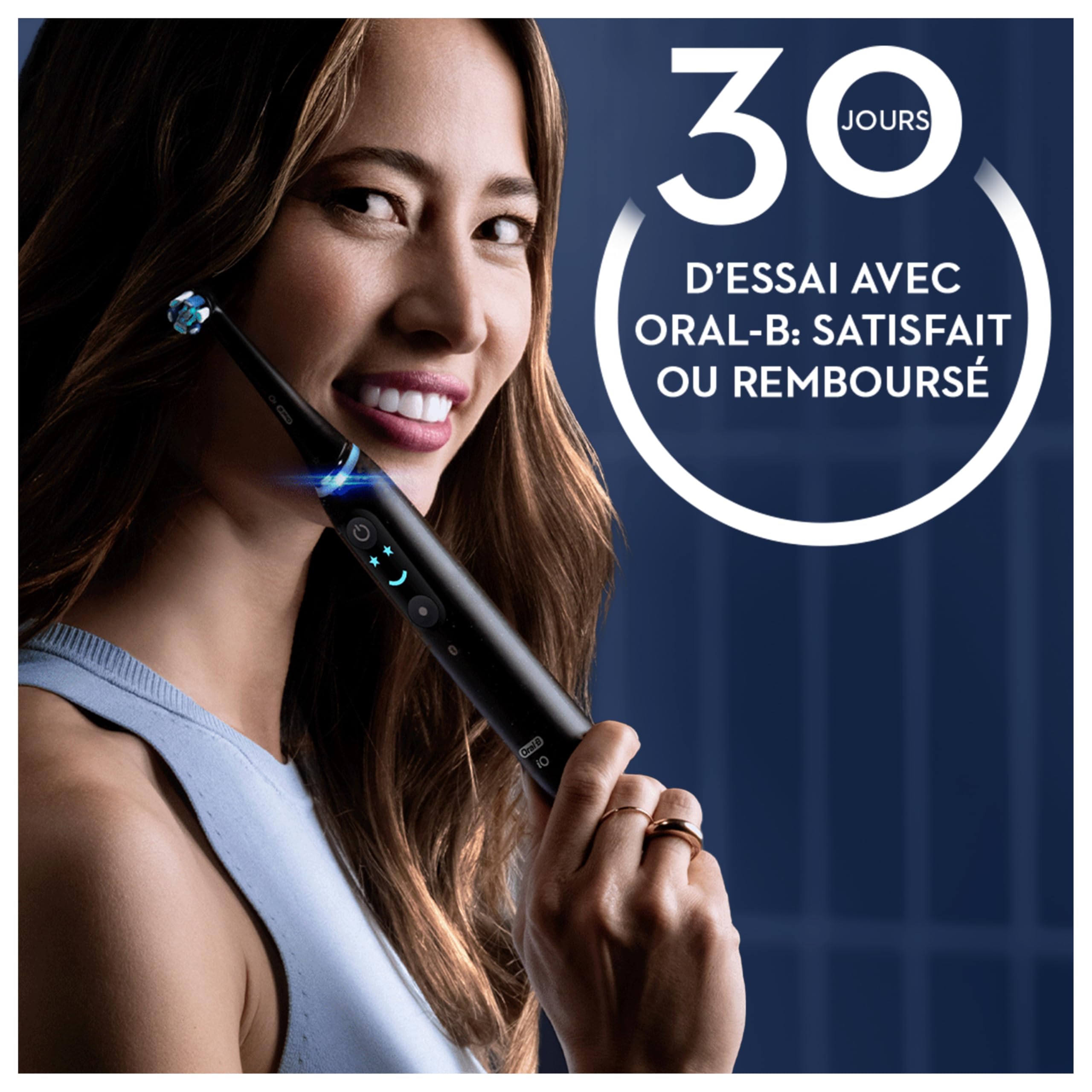 Oral-B Brosse à Dents Electrique iO 9, Brossette de Rechange, Noire – 7 Modes de Brossage dont Blancheur, Soin Gencives, Charge Rapide de la Batterie, Capteur de Pression, Etui de Voyage