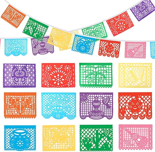 YADECOMA Paquete de 1 pancartas de fiesta mexicana, decoraciones de Cinco de Mayo de 22 pies, pancartas de papel picado para fiesta de cumpleaños