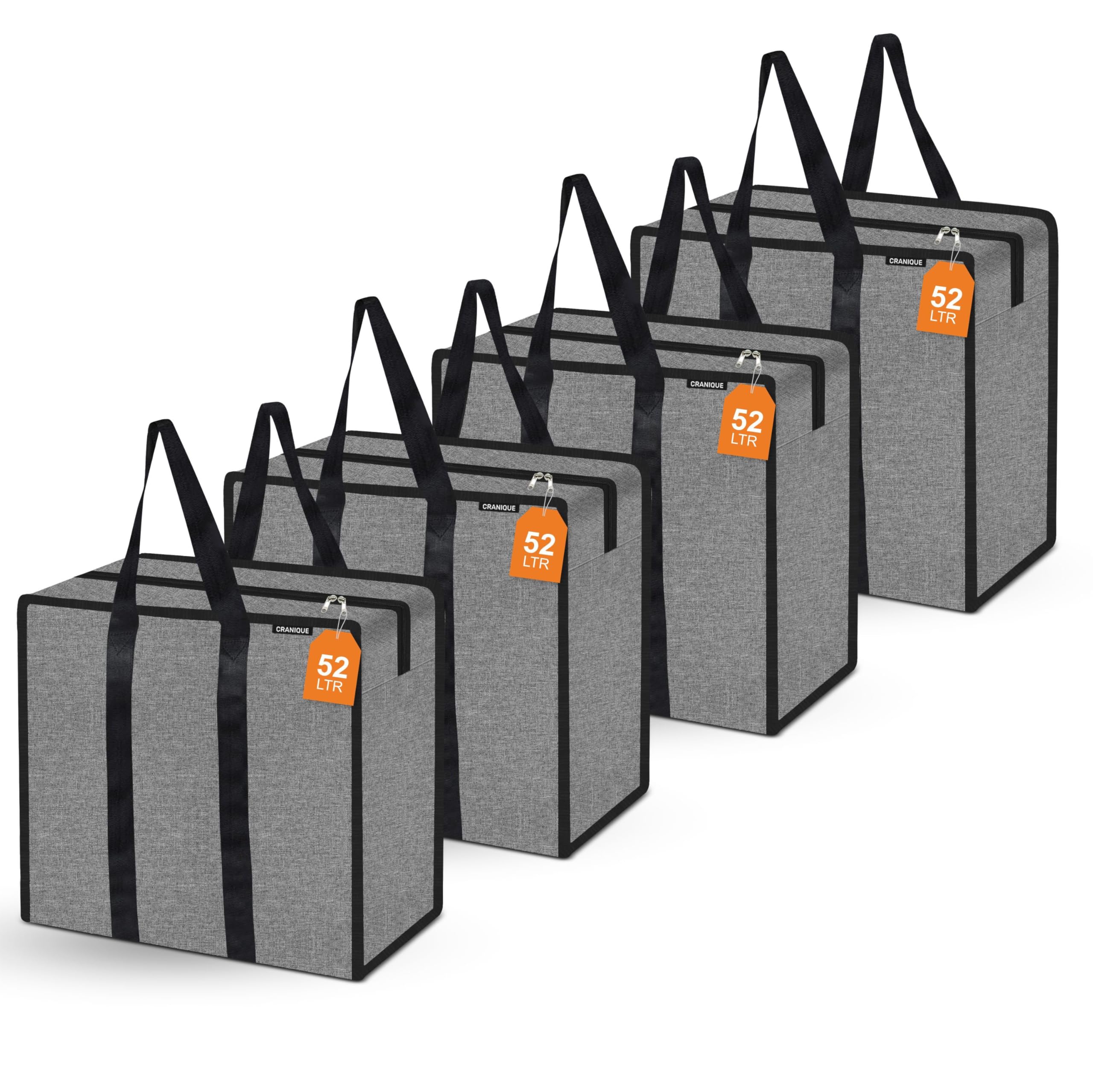 Cranique Polyester Large 52L Multi-Purpose Underbed Storage Bag/Clothing Storage Organizer/Stationery Paper Storage Bag with Zipper and Strong Handle