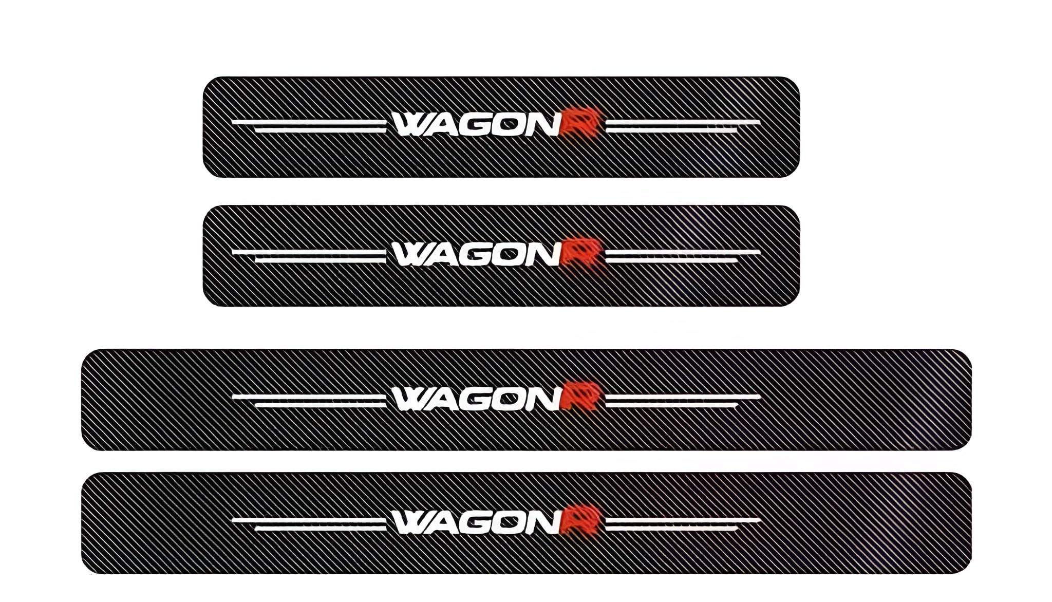 Wagon R Red Car Door Sill Guard Protector Set of 4 – Carbon Fiber Anti-Scratch Door Entry Guard Sticker-image-5